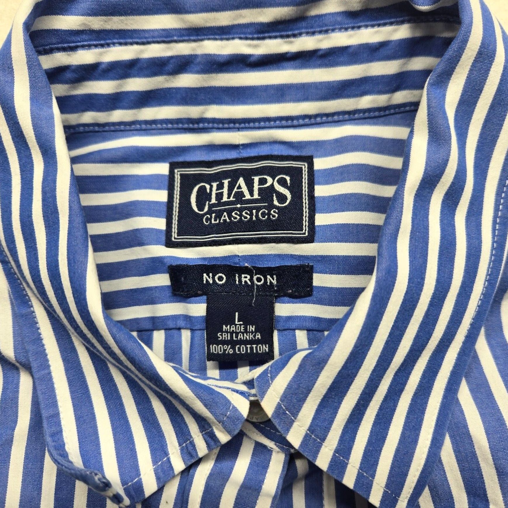 Chaps Chaps Blue Striped Button Up Long Sleeve Shirt Adult Men's Large Size US L / EU 52-54 / 3 - 2 Thumbnail