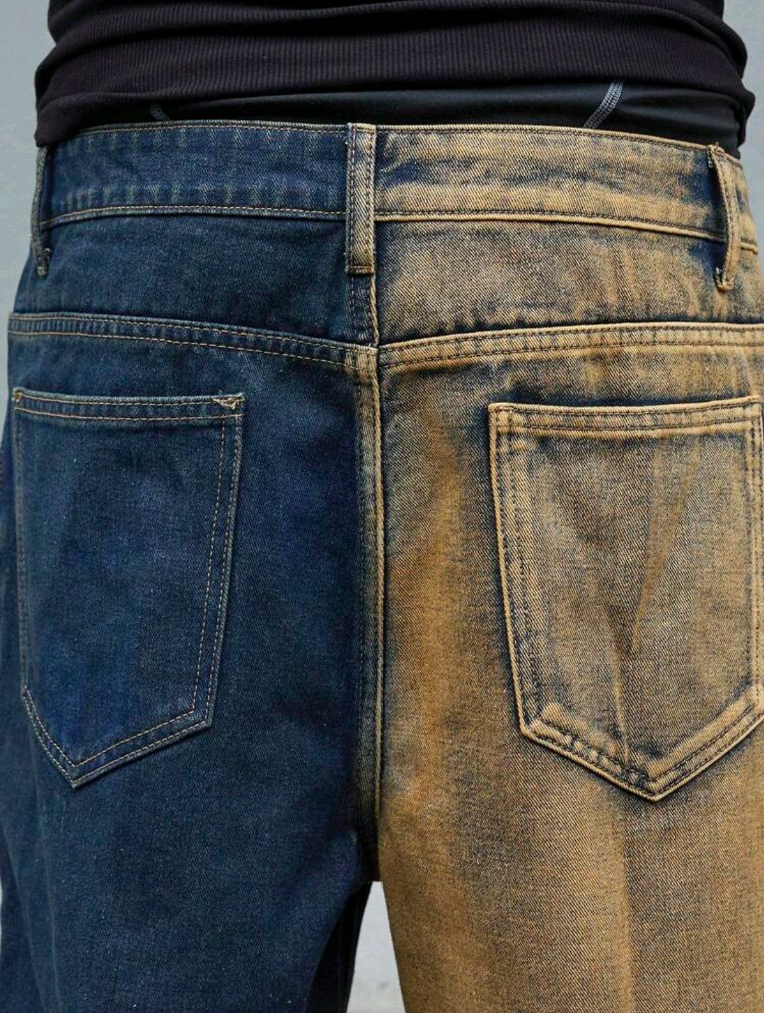 Japanese Brand × Jean Y2K Ripped Blue Yellow Straight Leg Loose Jeans sh Size US 35 - 6 Thumbnail