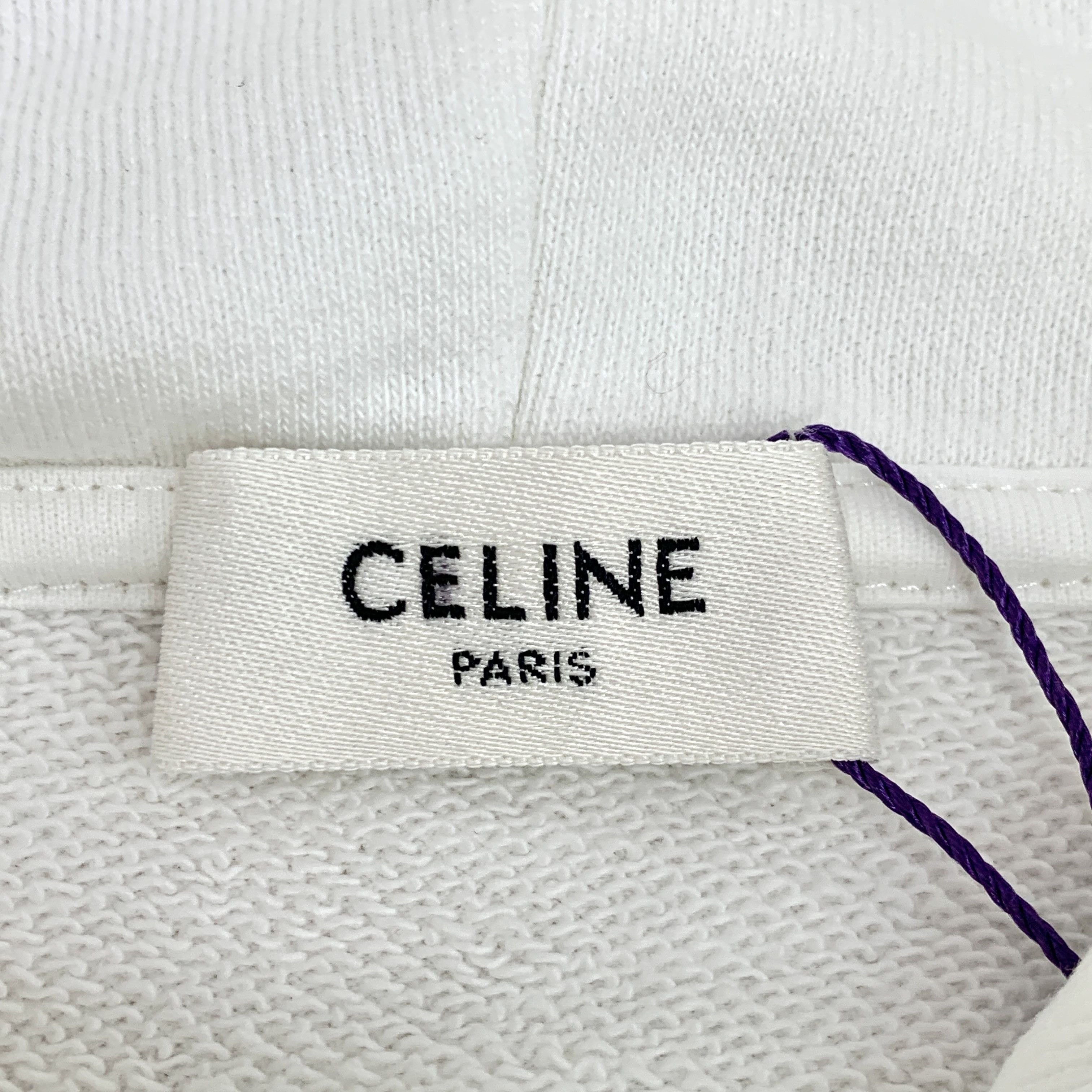 Celine Celine Hoodie – White Logo Print Cotton (Size XS) Size XS / US 0-2 / IT 36-38 - 2 Thumbnail