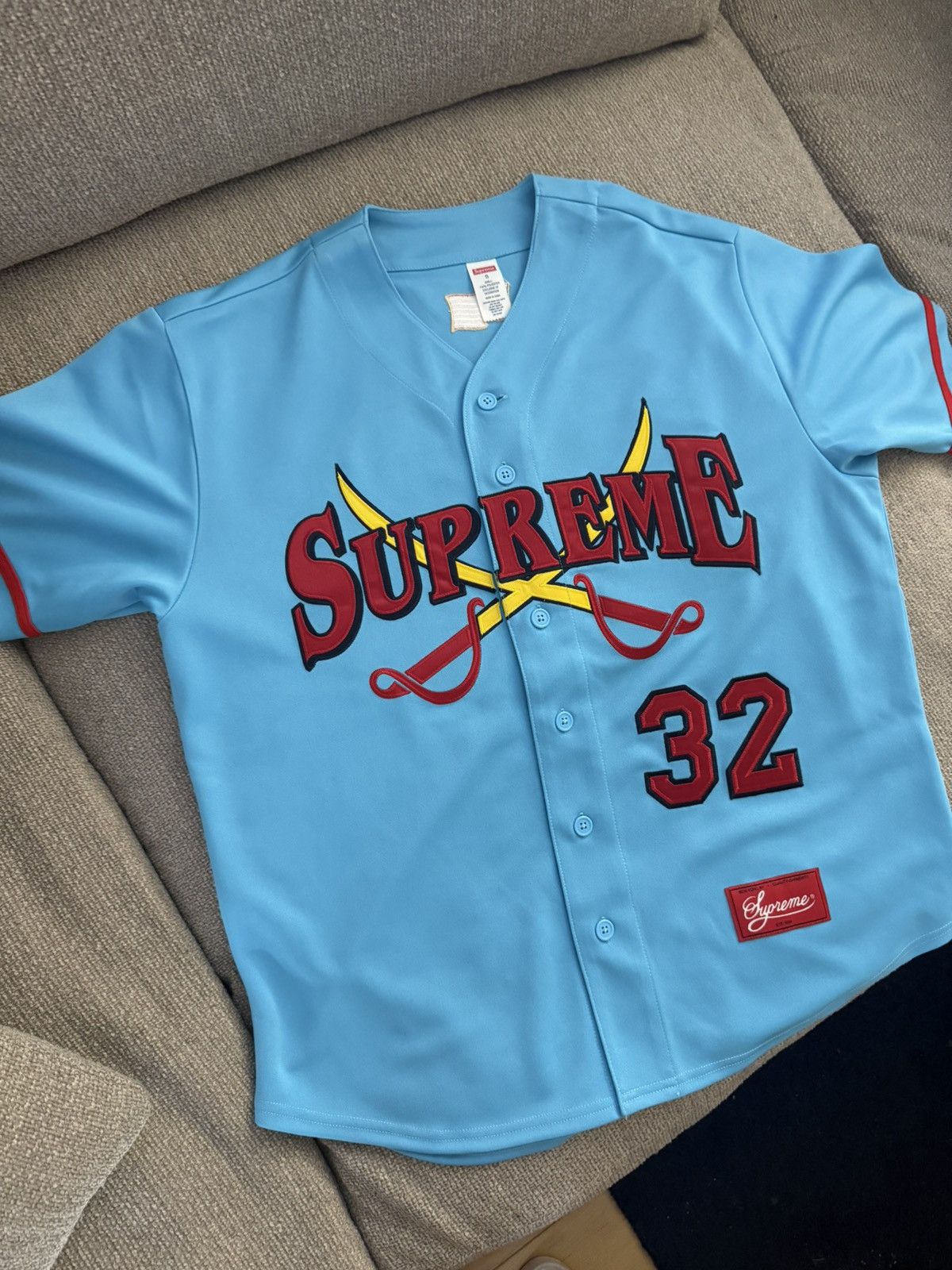 Supreme Swords Baseball Jersey | Grailed