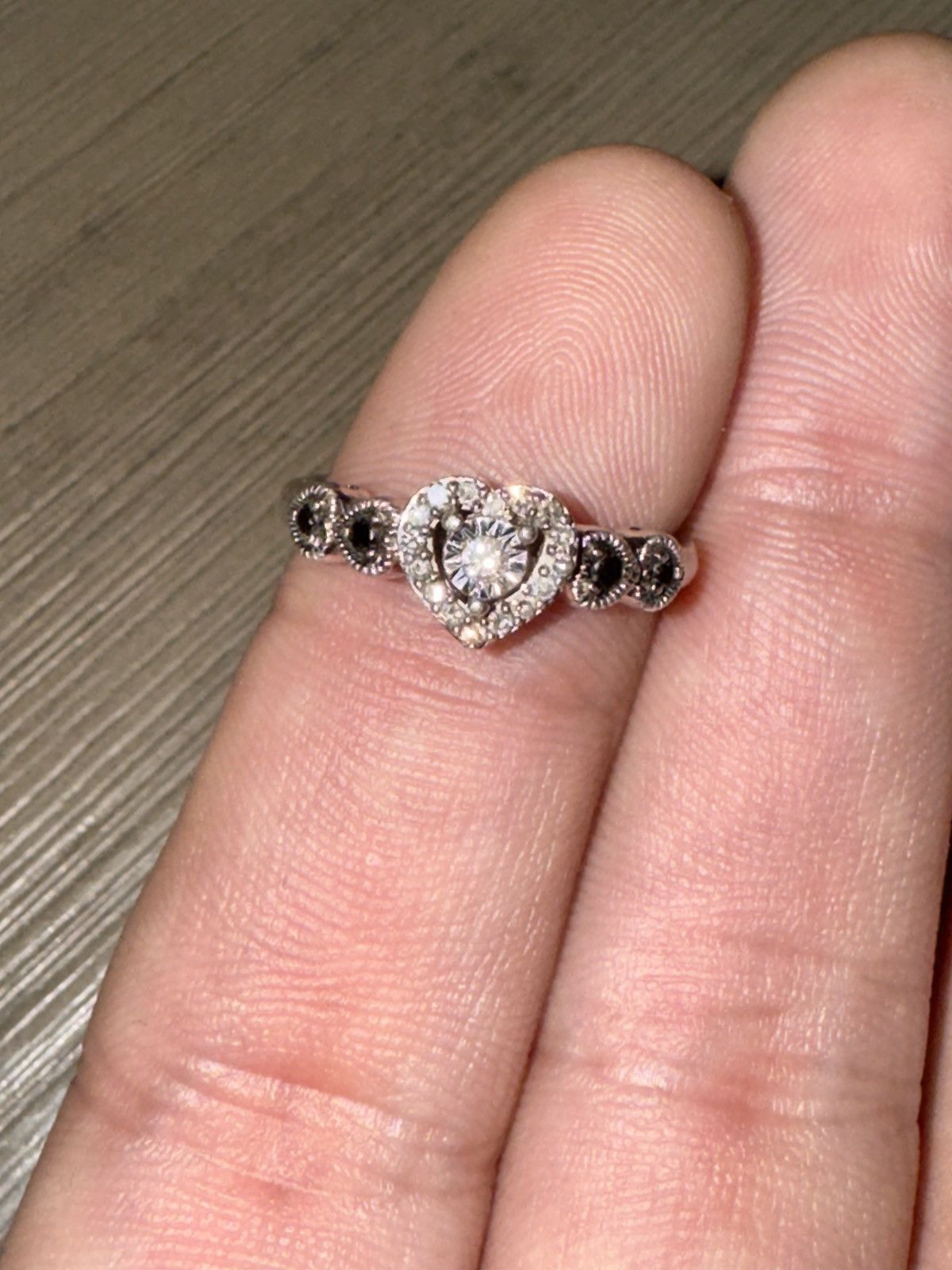Other Black/White Diamonds 1/5 ct tw Promise Ring Sterling Silver Size ONE SIZE - 3 Thumbnail