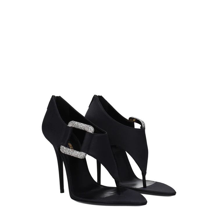 Saint Laurent Paris o1bcso1str1224 Sean Sandals In Satin in Black Size US 7.5 / IT 37.5 - 2 Thumbnail