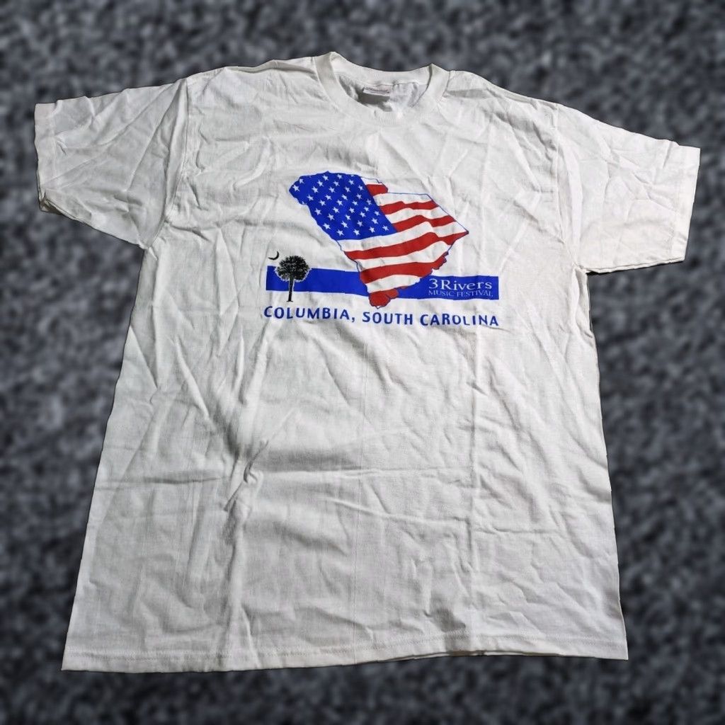 Hanes VINTAGE Hanes 90s Music Festival T-Shirt Mens Large White Crew Neck Short Sleeve Size US L / EU 52-54 / 3 - 1 Thumbnail