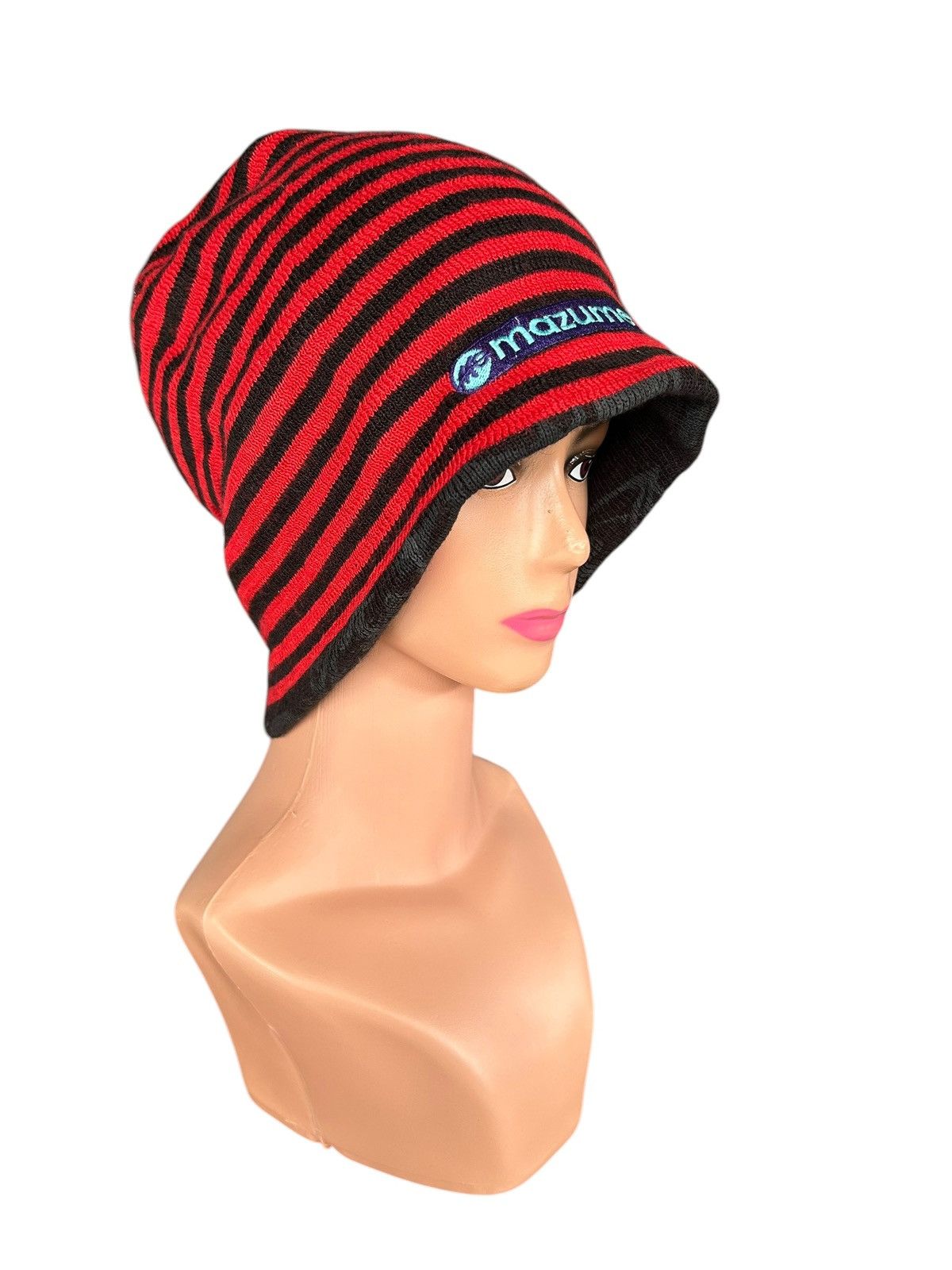 Japanese Brand × Kapital × Vintage Skull Stripe Grunge Punk Bondage Style big Beanie Hats Size ONE SIZE - 10 Thumbnail