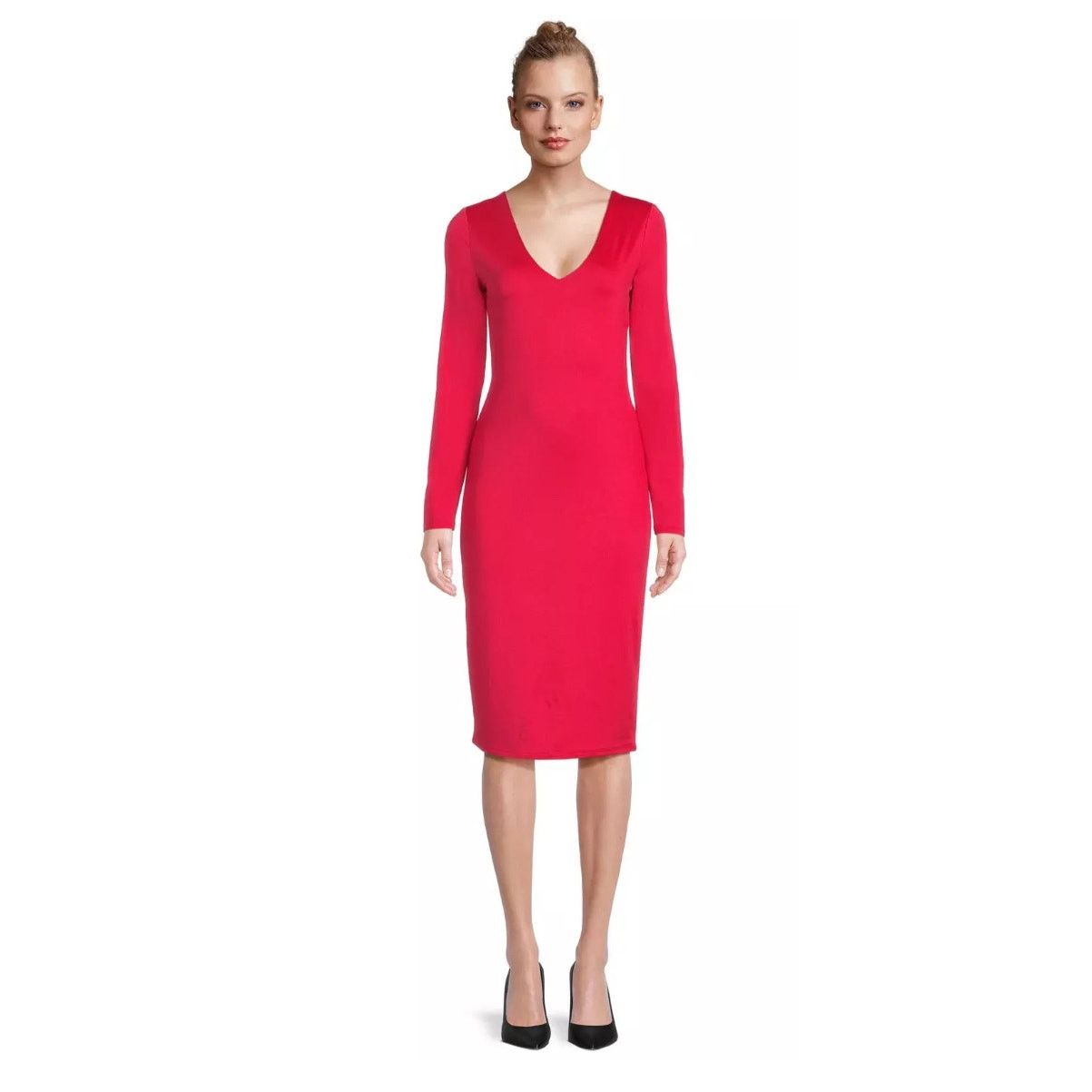 Madden NYC Juniors Double Layer Bodycon Dress fiery long sleeve V-neck Size XS / US 0-2 / IT 36-38 - 1 Thumbnail