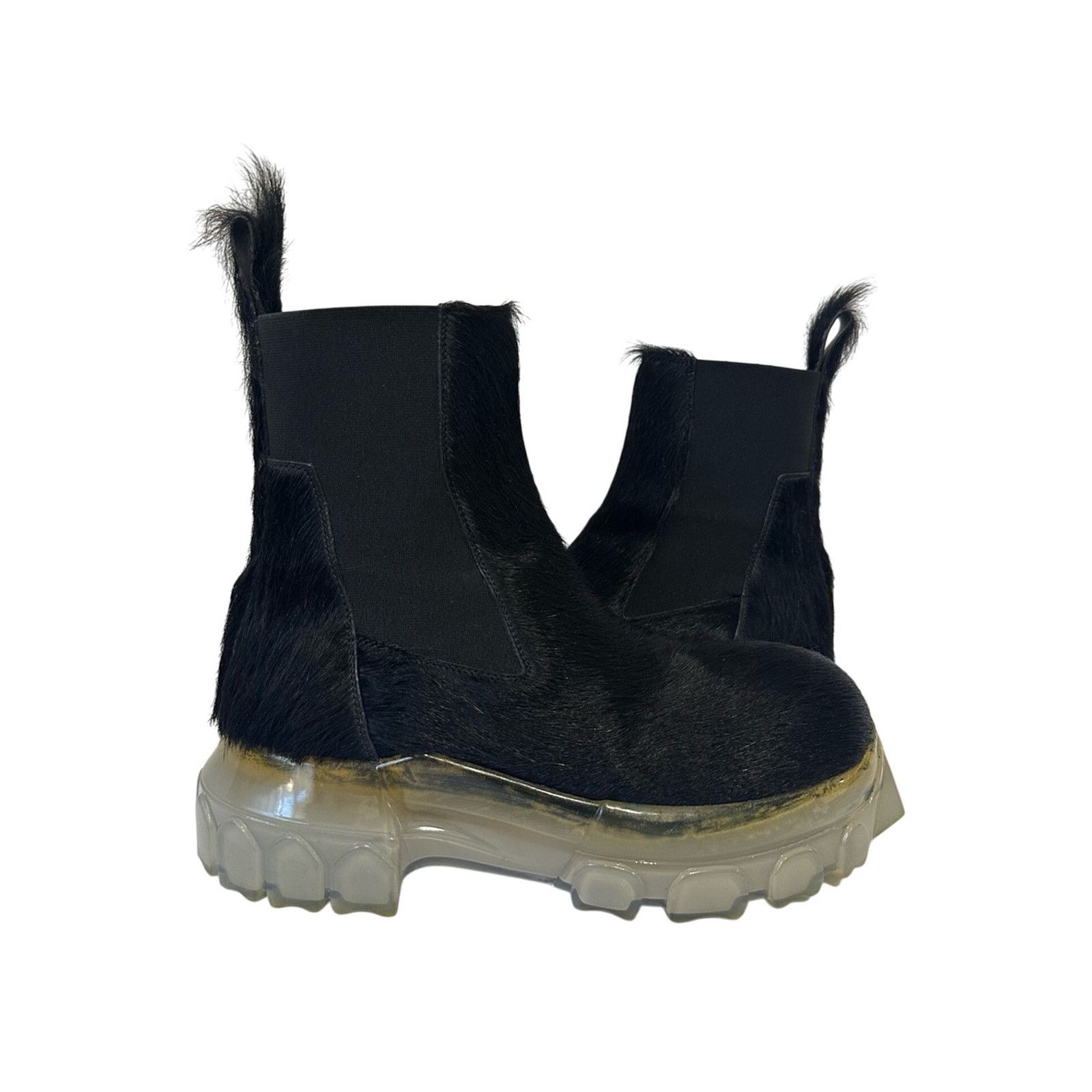 Rick Owens RO Calf Hair Beetle Bozo Chelsea Boots IT 37 US 8 Black Size US 7 / IT 37 - 1 Thumbnail