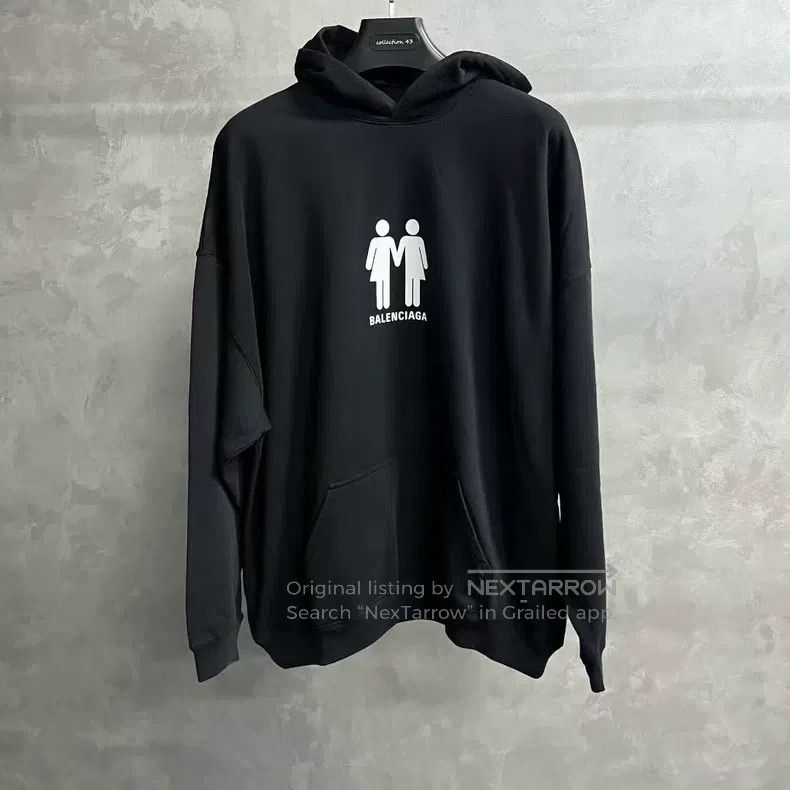 Balenciaga Balenciaga Black Logo Printed Long Sleeve Hooded Sweatshir Size US XXS / EU 40 - 1 Thumbnail