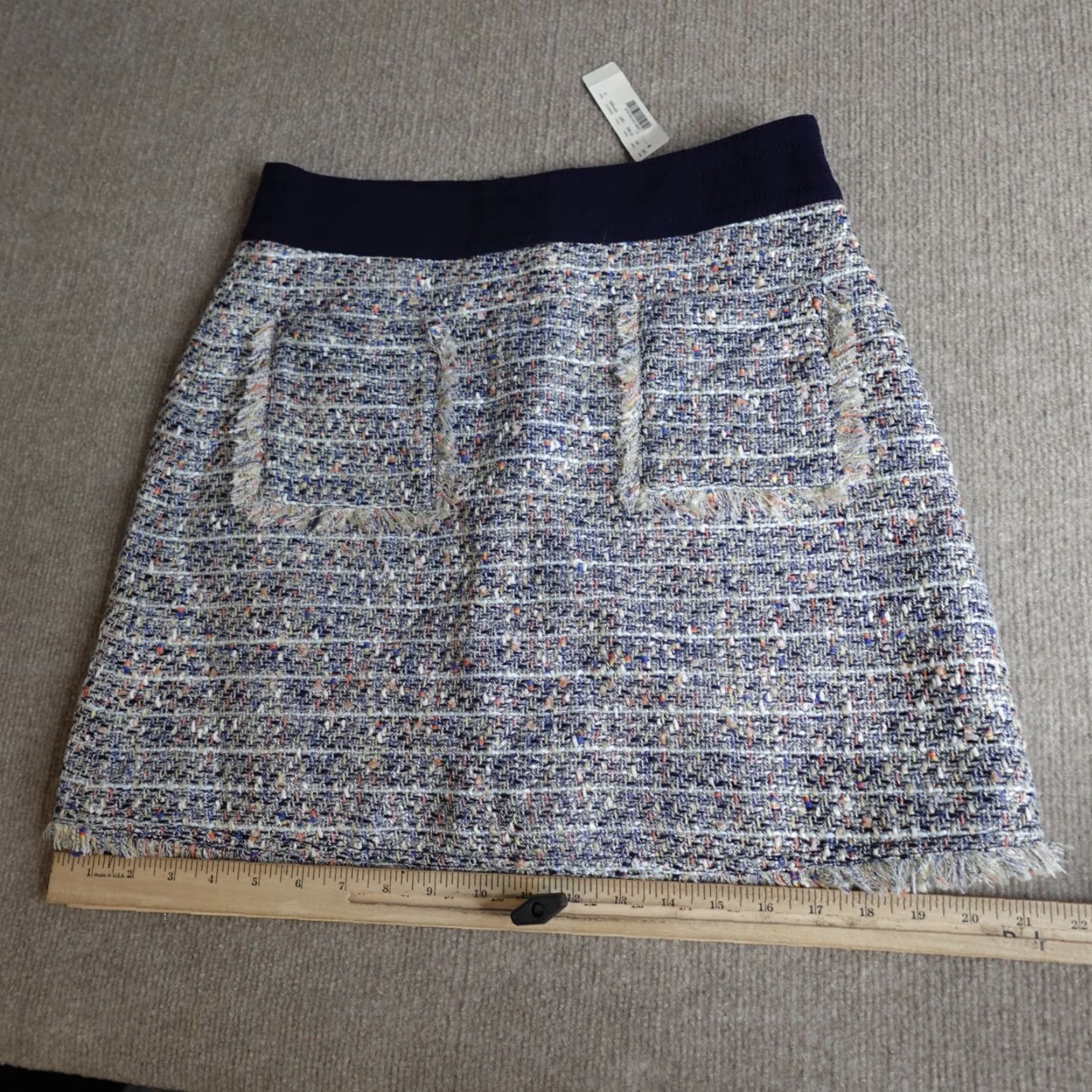 J.Crew J.Crew Skirt Mini 6 Blue Tweed Lined E7383 NEW Womens Slim Rise Mid Short Pattern Solid Zip Size 28" / US 6 / IT 42 - 4 Thumbnail