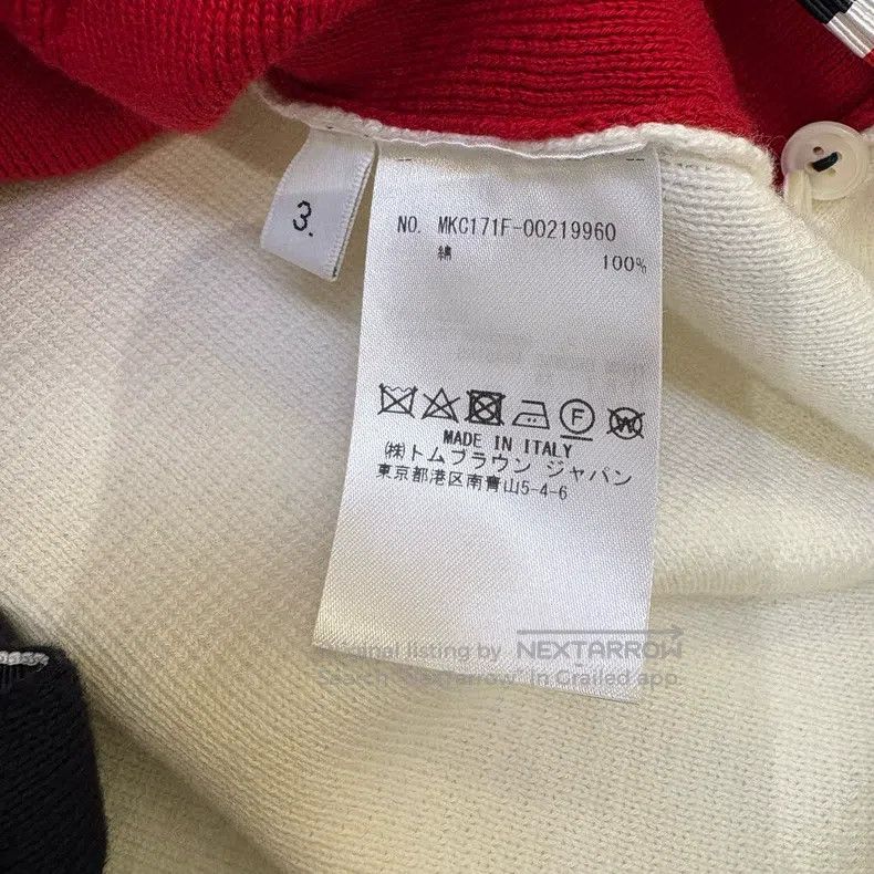 Thom Browne Thom Browne Red and White Four Stripe Knit Cardigan Size US L / EU 52-54 / 3 - 8 Thumbnail