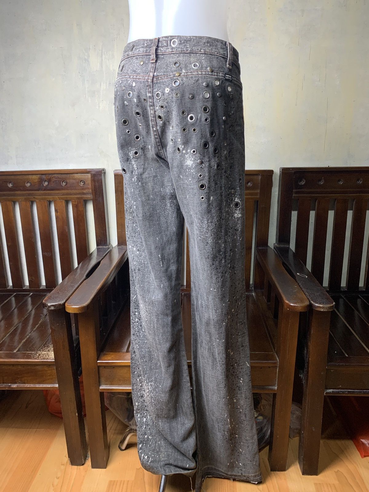 Miss Sixty Miss Sixty Studded Eyelete Splatter Bootcut Jeans Pants Size 31" - 2 Thumbnail
