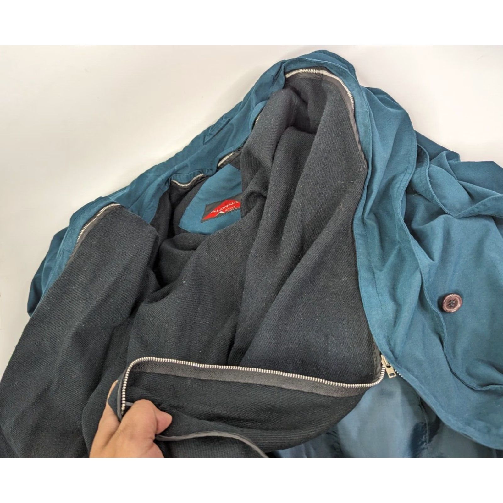 Vintage Alorna Coat Womens Long Turquoise Hooded Pockets Linerless Overcoat 5/6 Size Regular Button Casual Size S / US 4 / IT 40 - 7 Thumbnail