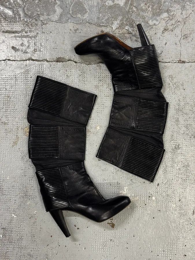 Premiata Premiata Black Geometrical High Heels Leather Boots Size US 6 / IT 36 - 4 Thumbnail