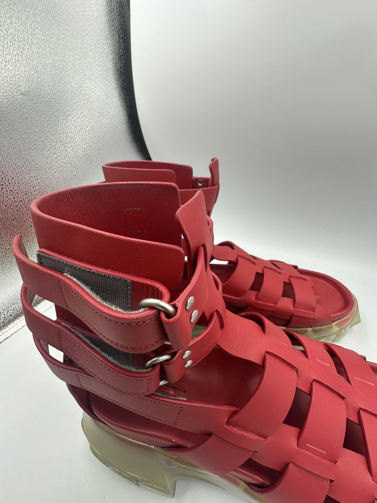 Rick Owens Rick Owens Red with Transparent Sole Size US 10.5 / EU 43-44 - 14 Thumbnail