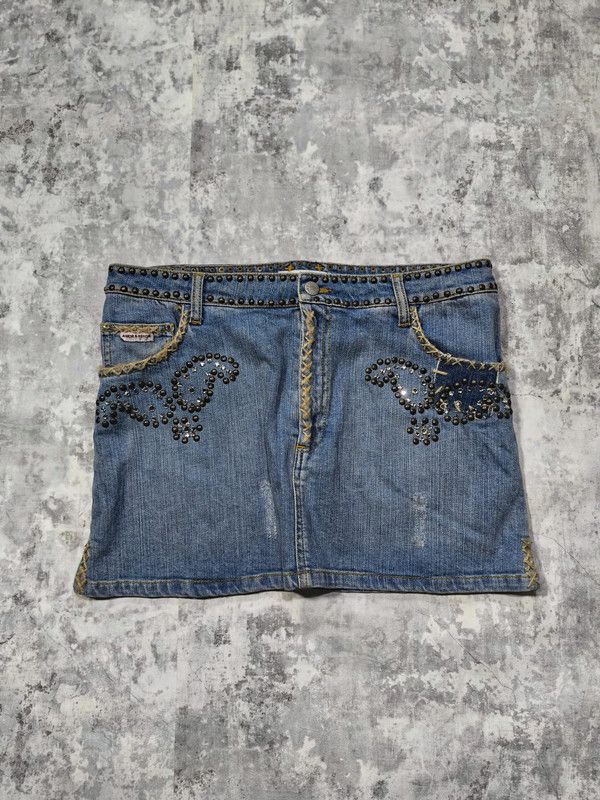 Hysteric Glamour × Japanese Brand × Vintage vintage chic studded western y2k denim miniskirt Size 30" / US 8 / IT 44 - 1 Thumbnail