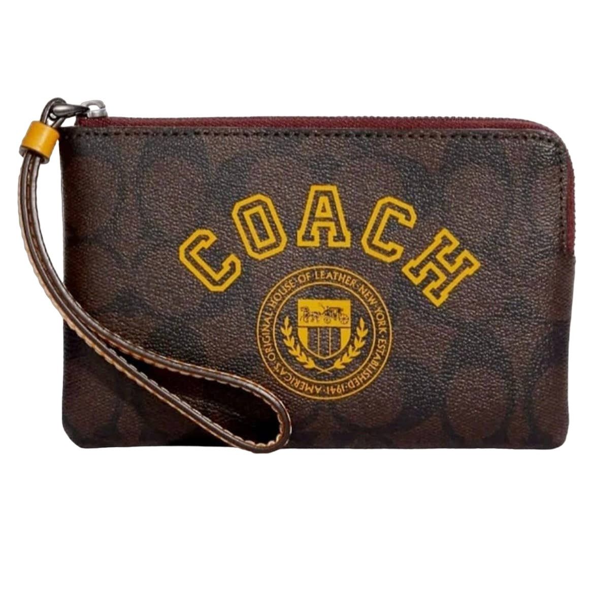 Coach Coach Corner Zip Wristlet In Signature Canvas With Varsity Size ONE SIZE - 1 Thumbnail