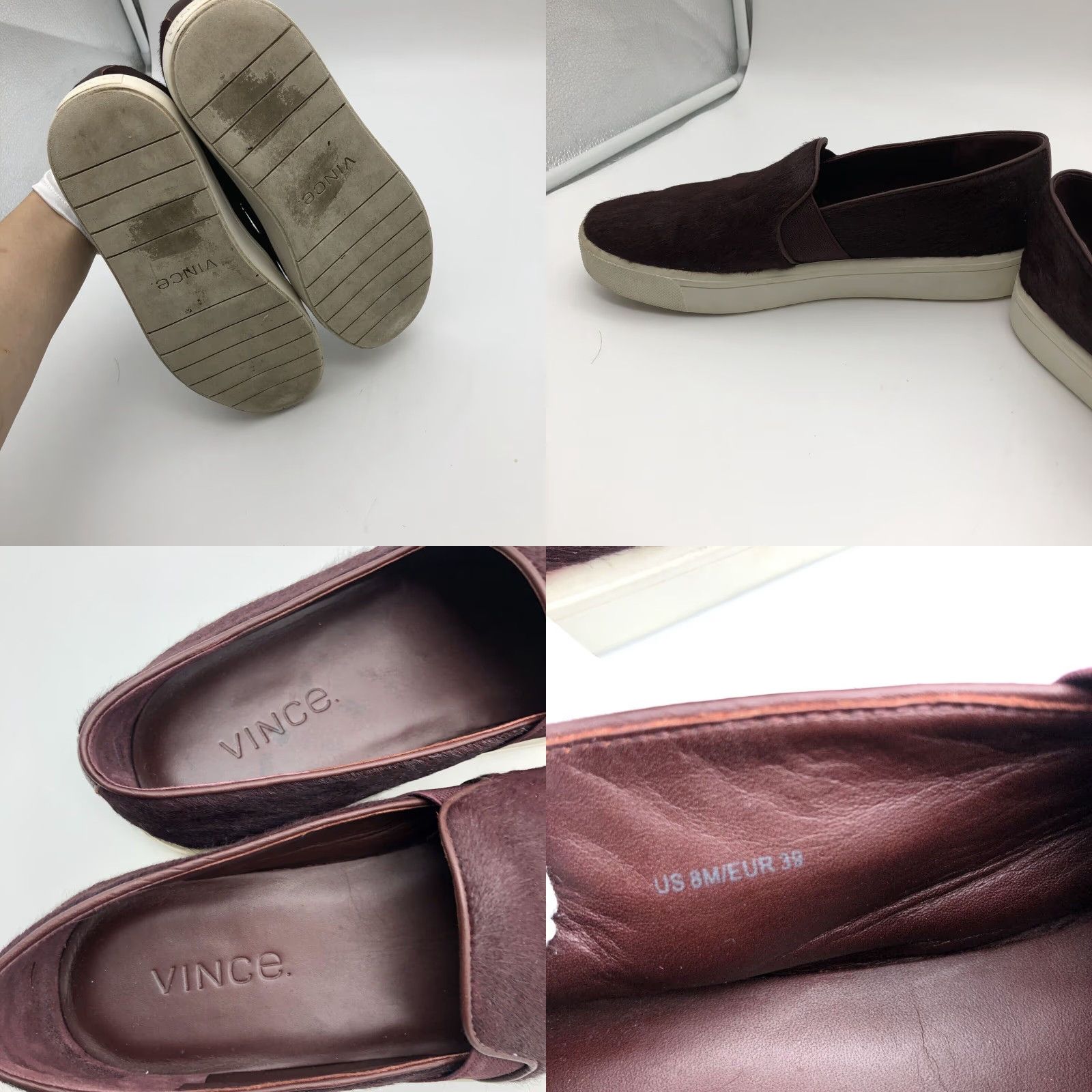 Vince Vince Calf Hair Loafer Sneakers Womens Size 8 Burgundy Red Leather Slip On M Size US 8 / IT 38 - 8 Thumbnail