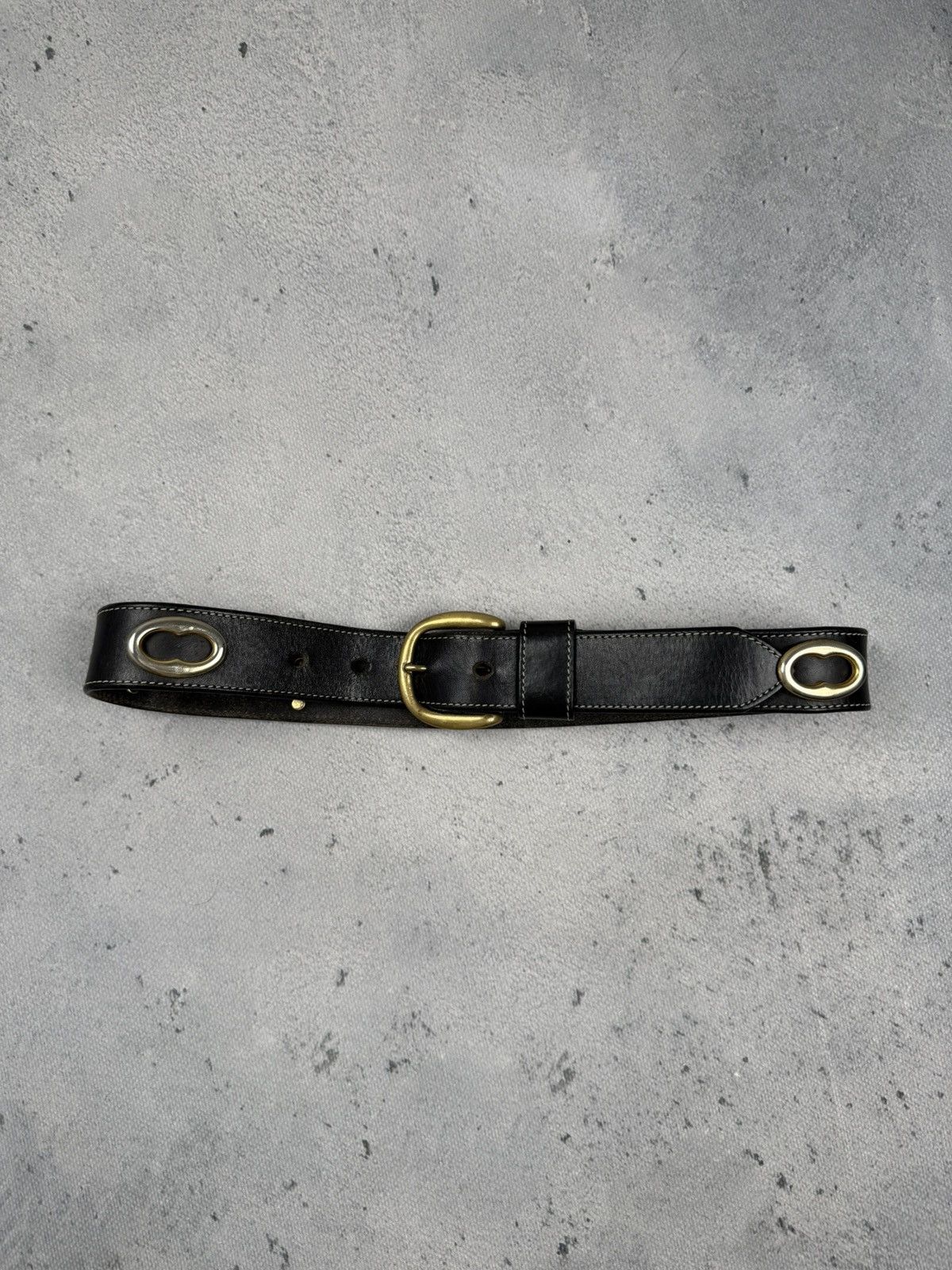 Vintage Vintage Italian Leather Belt Brass Hardware Statement Piece Size ONE SIZE - 11 Thumbnail