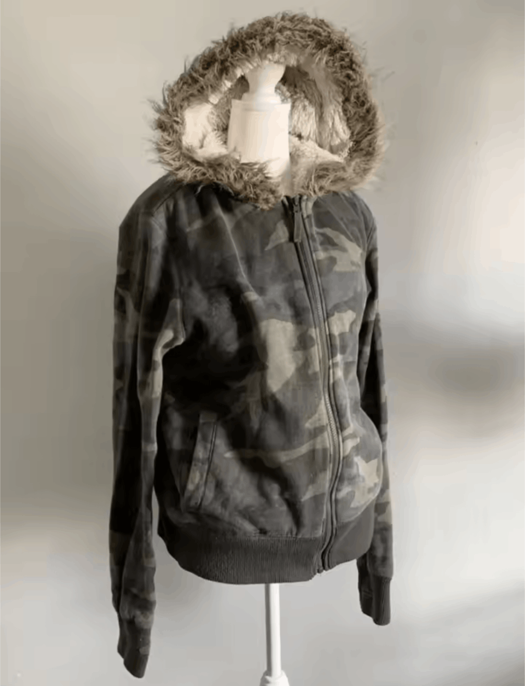 Japanese Brand Retro Camouflage Fur Collar Zipper Hoodie Size L / US 10 / IT 46 - 3 Thumbnail