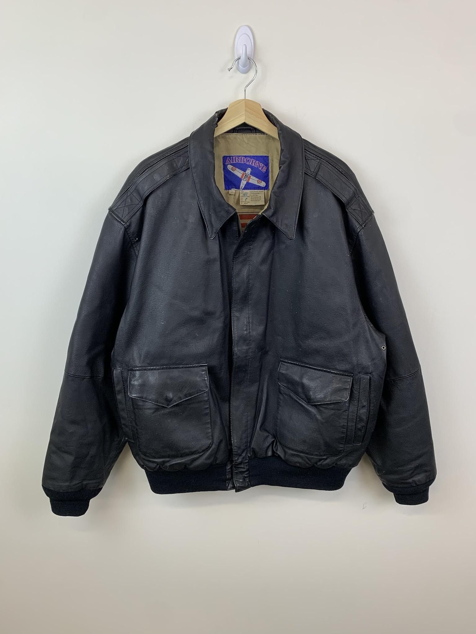 1980s Black Leather Gray Wool Reversible Coat