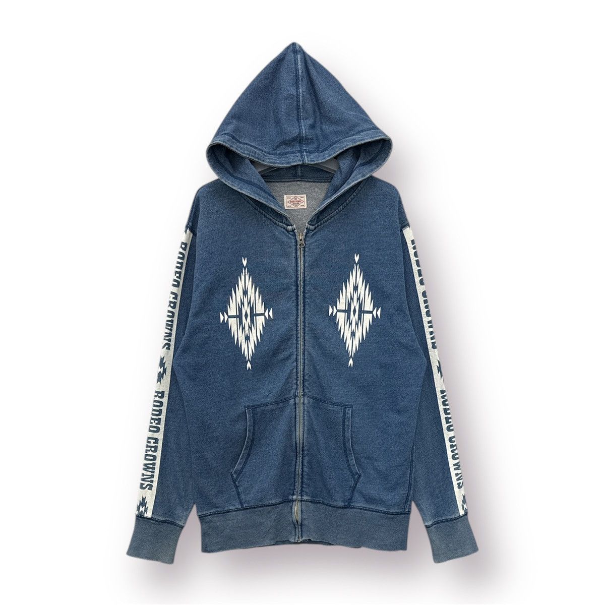 Native 🔥 Rodeo Crown Japan indigo Blue Navajo Sweat Hoodie -L Size L / US 10 / IT 46 - 1 Thumbnail