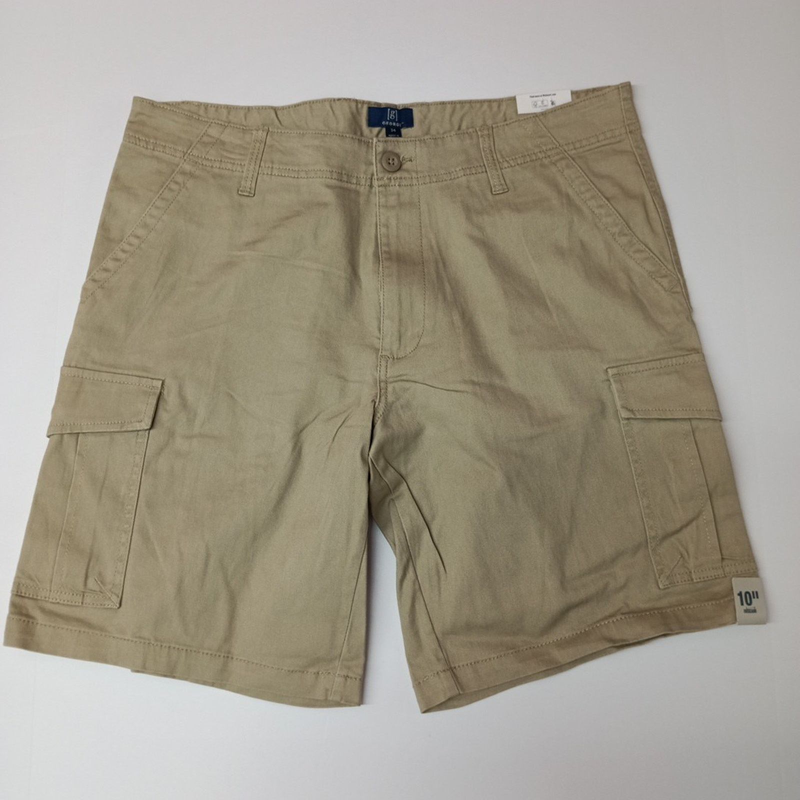 George George Cargo Shorts Mens Size 34 Beige Flat Front 10" Inseam Size US 34 / EU 50 - 1 Thumbnail