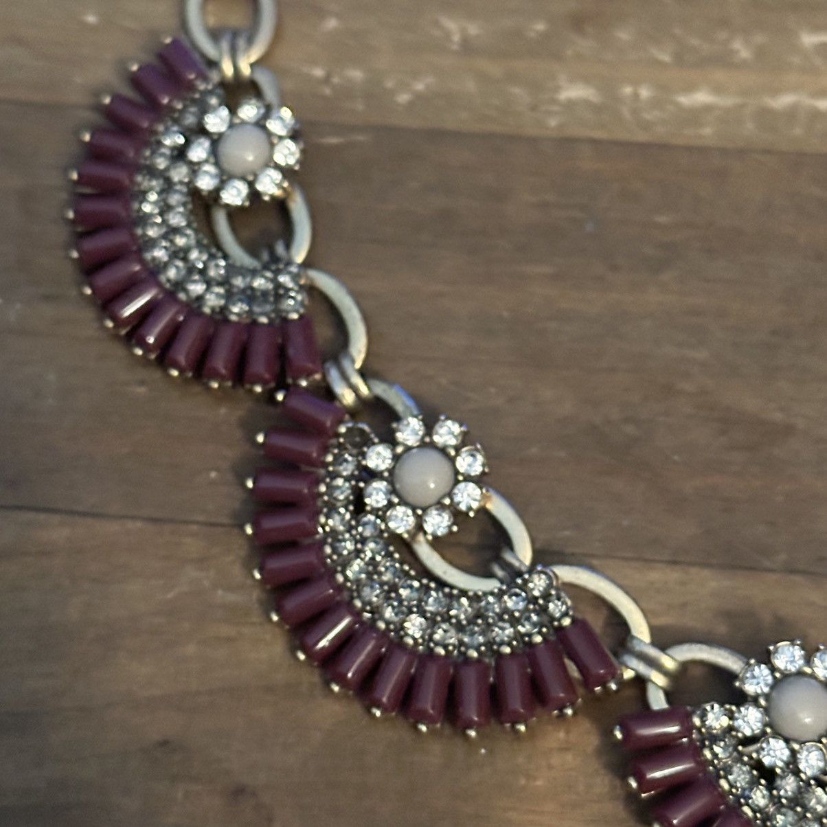 J.Crew J.Crew gold burgundy and rhinestone fan statement necklac Size ONE SIZE - 5 Thumbnail