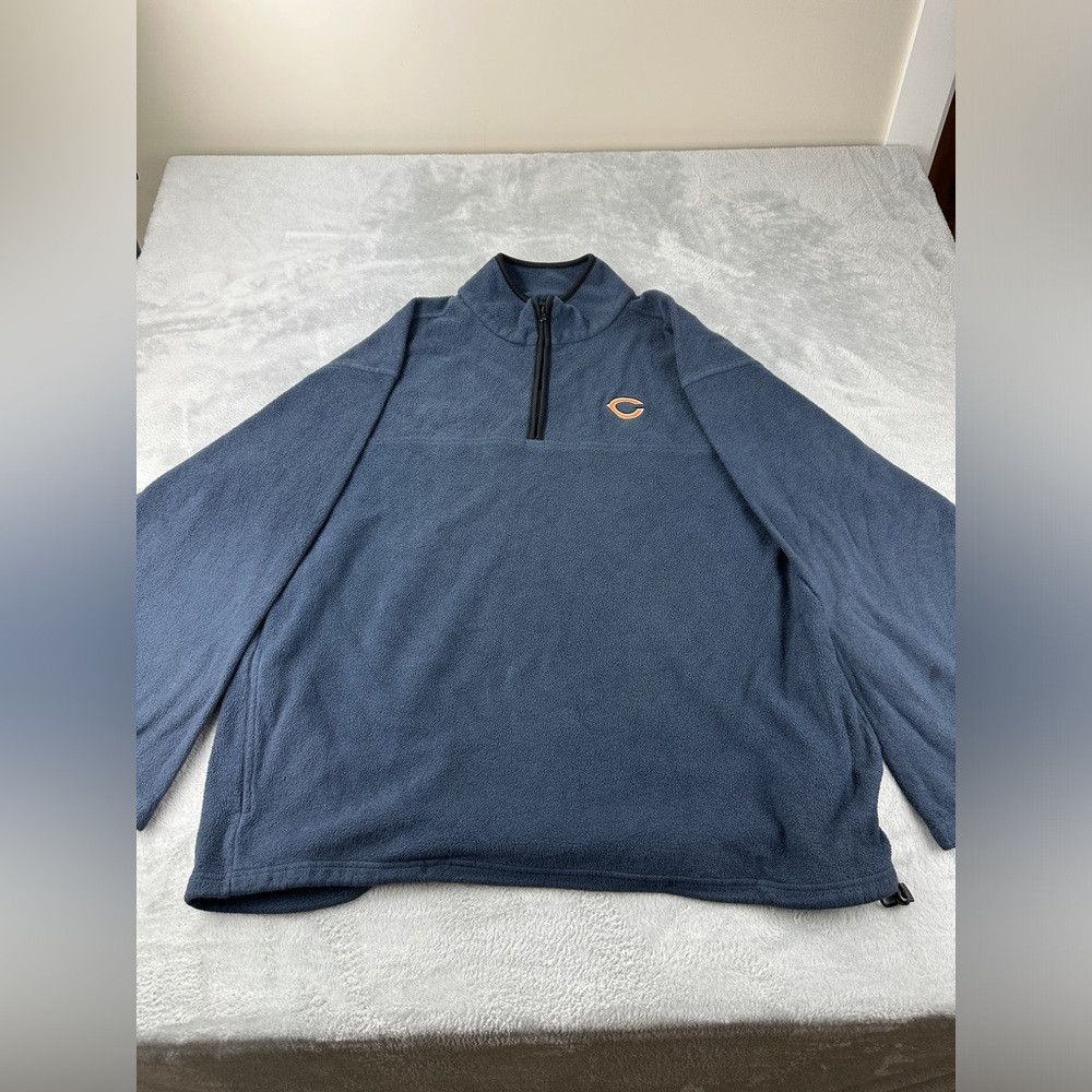 NFL Vtg NFL Chicago Bears 1/4 zip grey fleece jacket men's size Size US XXL / EU 58 / 5 - 9 Thumbnail
