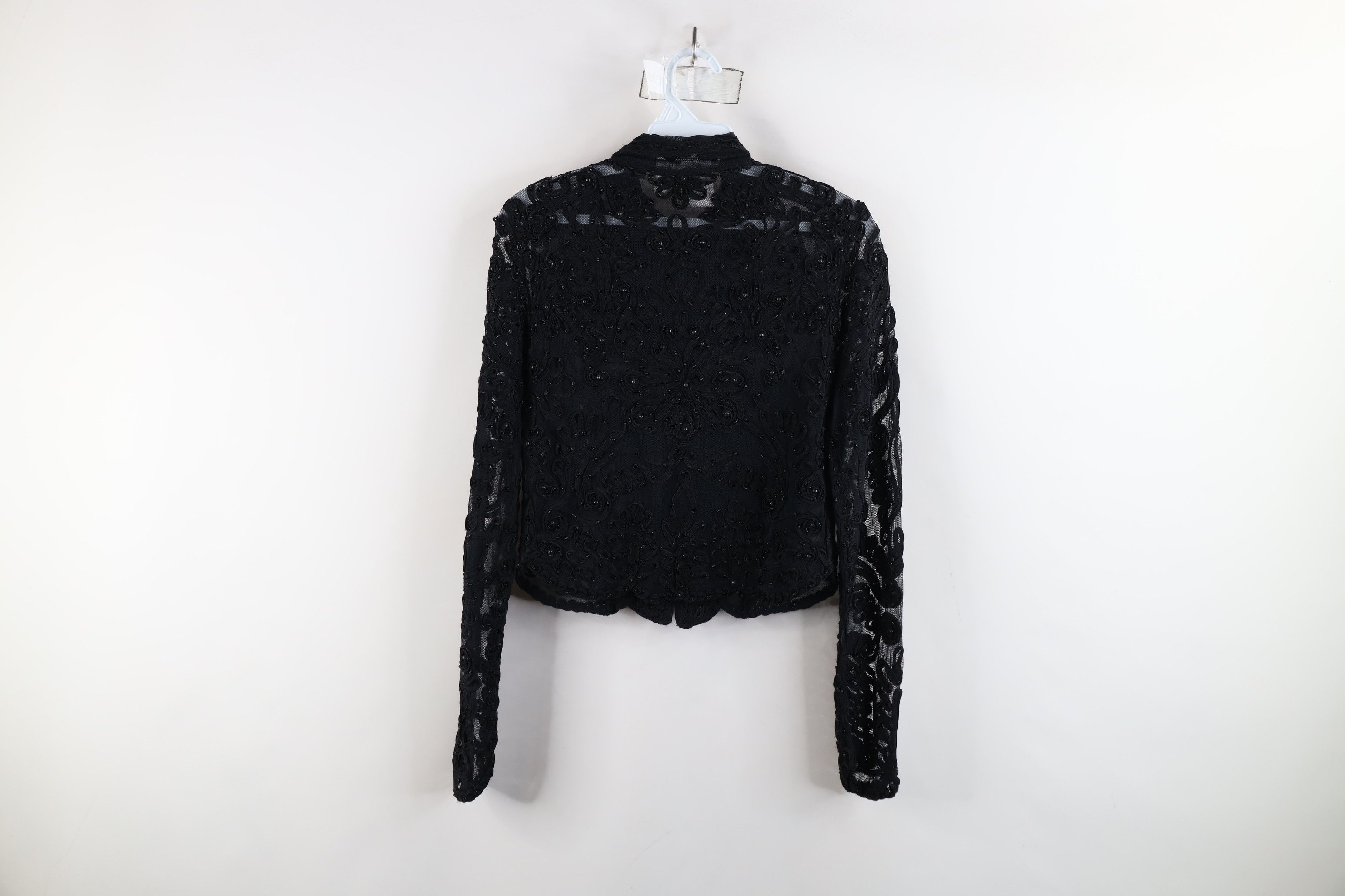 Vintage Vintage 90s Cache Sheer Lace Button Cardigan Sweater Black Size L / US 10 / IT 46 - 12 Thumbnail