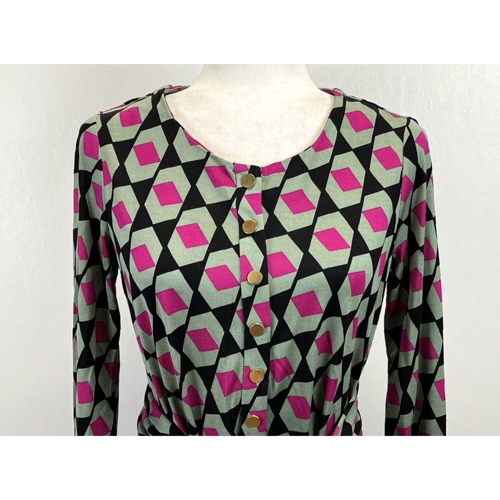Diane von Furstenberg Diane von Furstenberg 100% Silk Dress Sz 4 Belted Geometric Print Retro Heavy Size S / US 4 / IT 40 - 5 Thumbnail