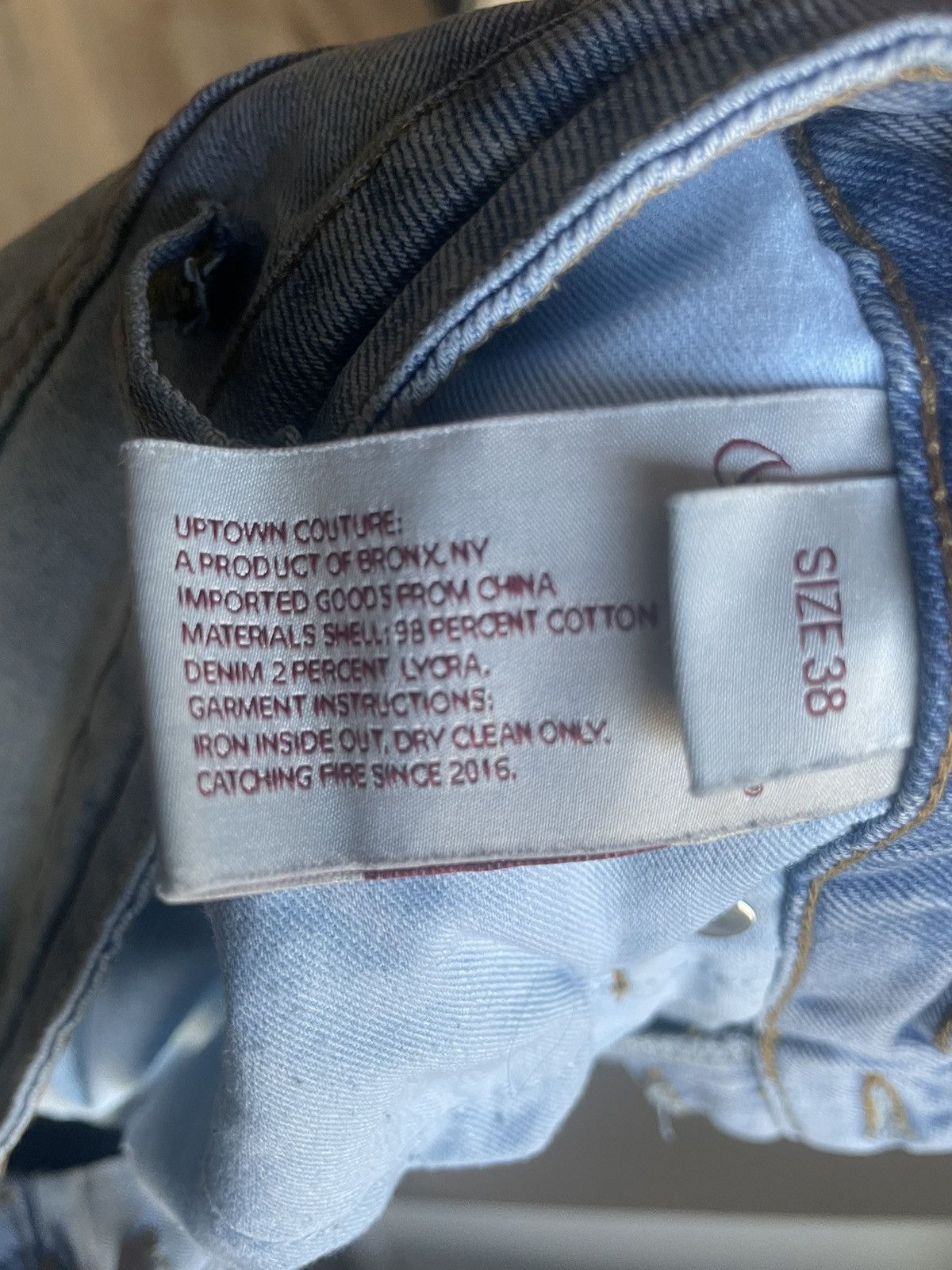 Whensmokeclears When Smoke Clears Light Blue Painted Straight Jeans Size US 38 / EU 54 - 7 Thumbnail
