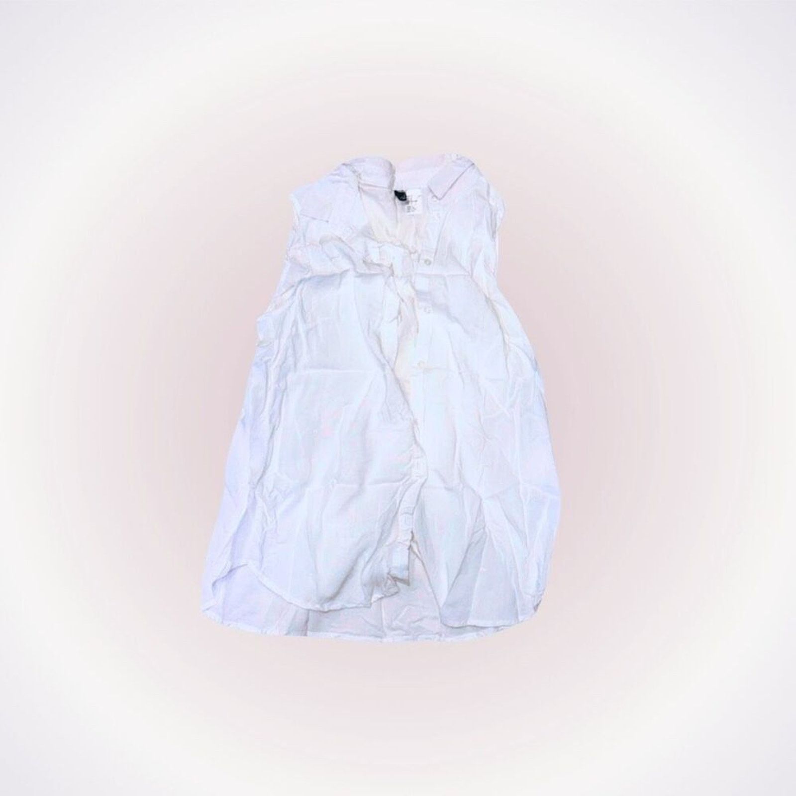 Divided Divided Button Front White Collared Tank Top | Sz 8 Size M / US 6-8 / IT 42-44 - 1 Thumbnail