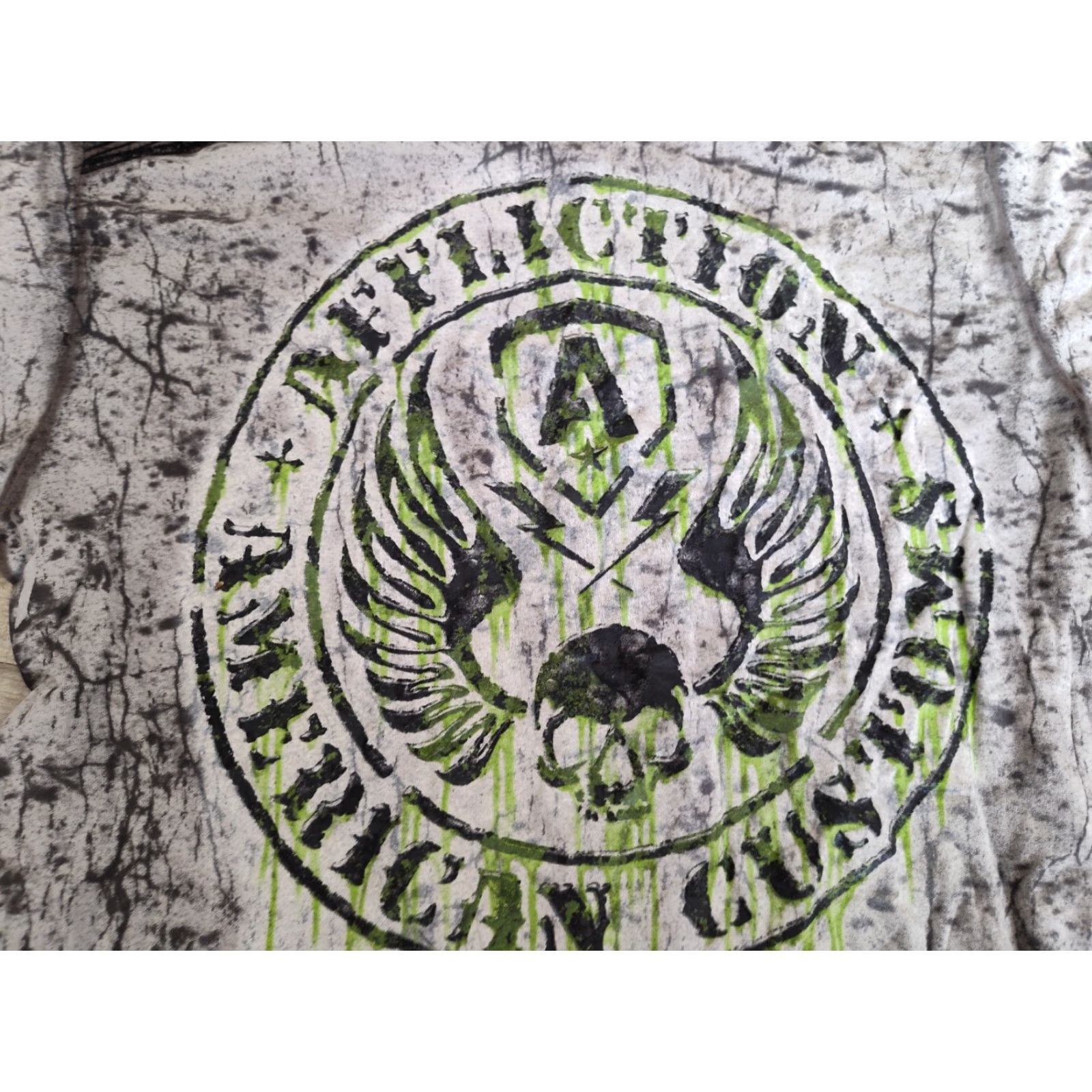 Affliction VINTAGE Affliction American Customs Men's Tie Dye T-Shirt Short Sleeve Crew Neck Gray Cotton Biker Motorcycle Skull M USA Made Size US M / EU 48-50 / 2 - 5 Thumbnail