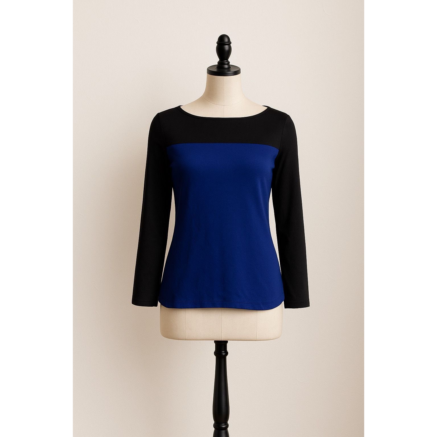 Joie Joie Aliso Colorblock Blue & Black Long Sleeve Crepe Top Siz Size XS / US 0-2 / IT 36-38 - 1 Thumbnail
