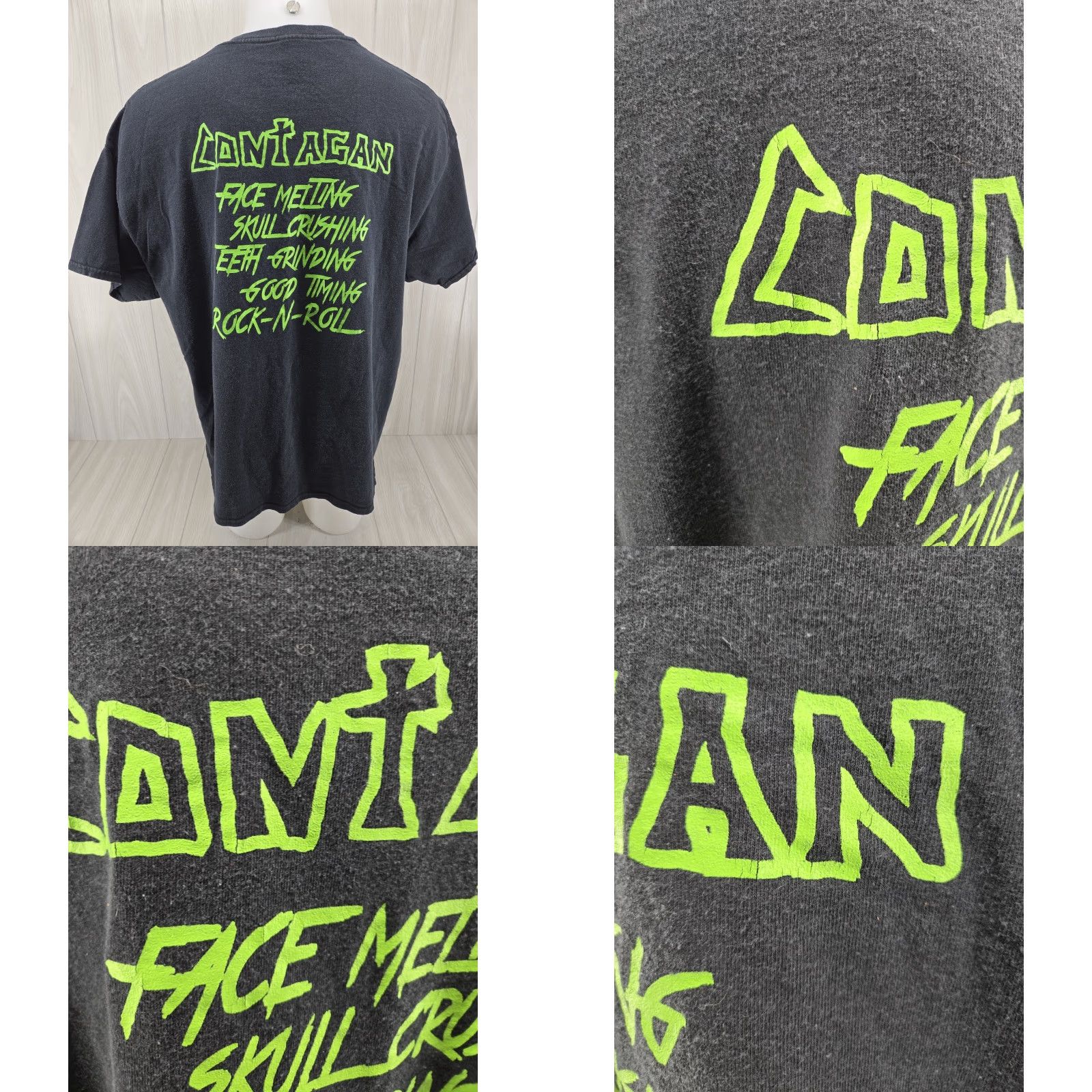 Gildan VINTAGE Contagan Band Shirt Black 2XL T-Shirt Mens Short Sleeve Distressed Graphic Contagan Band Shirt Size US XXL / EU 58 / 5 - 9 Thumbnail