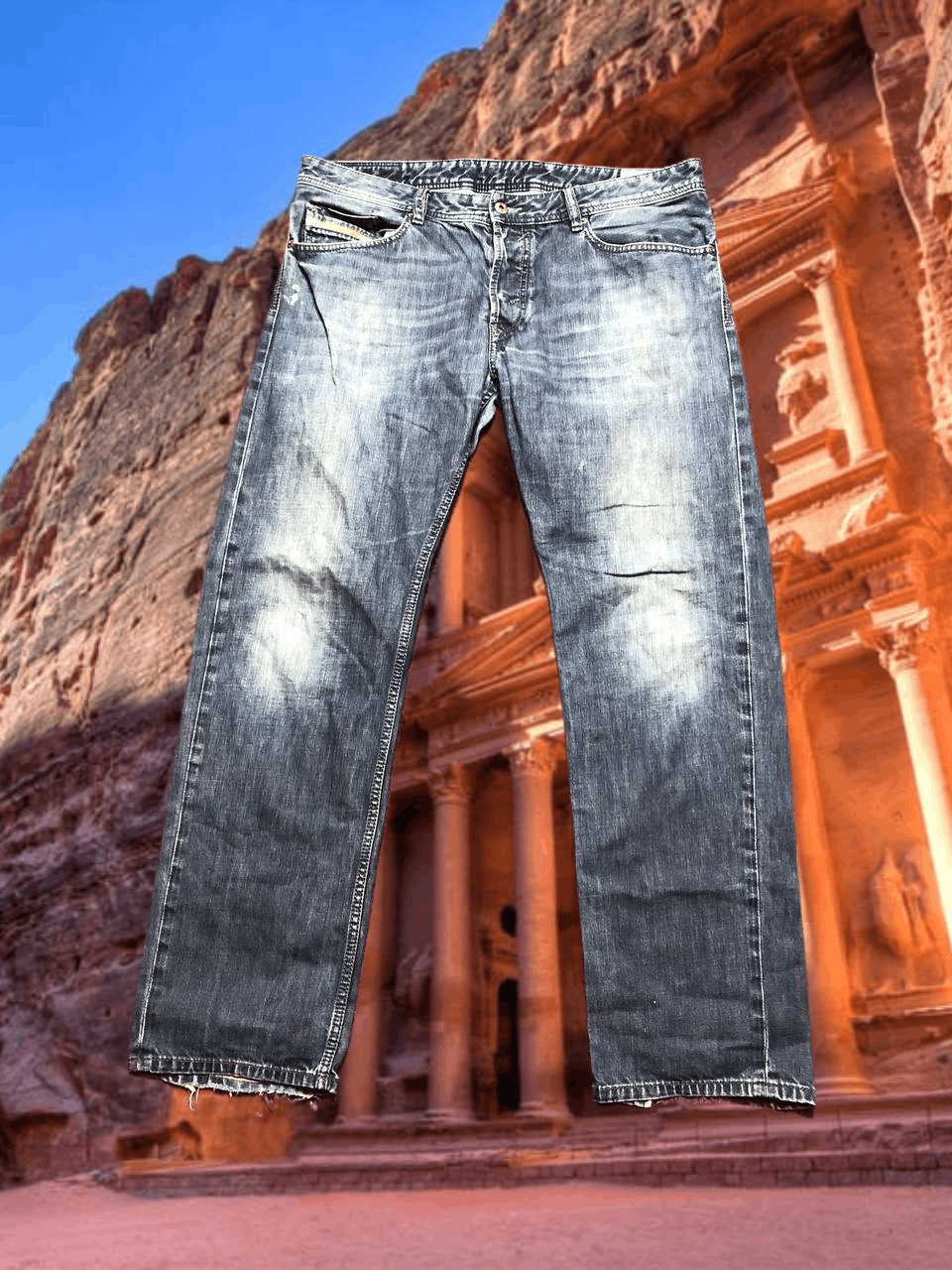 Diesel blue Distressed Jeans DIESEL WAYKEE Vintage Y2K Size 36" / US 14 / IT 50 - 1 Thumbnail
