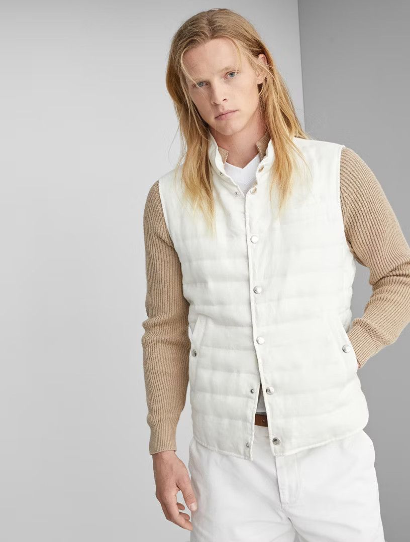 Brunello Cucinelli o1la1rc1a0425 Goose Down Padded Vest in Off White Size US XL / EU 56 / 4 - 2 Thumbnail