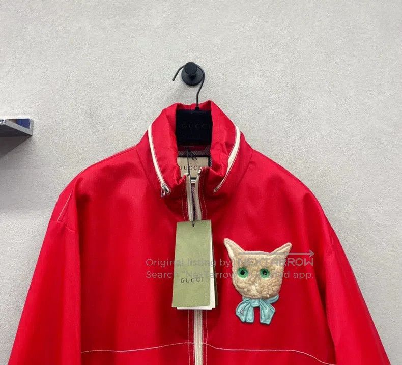 Gucci Gucci Embroidered kitten red jacket Size US S / EU 44-46 / 1 - 4 Thumbnail
