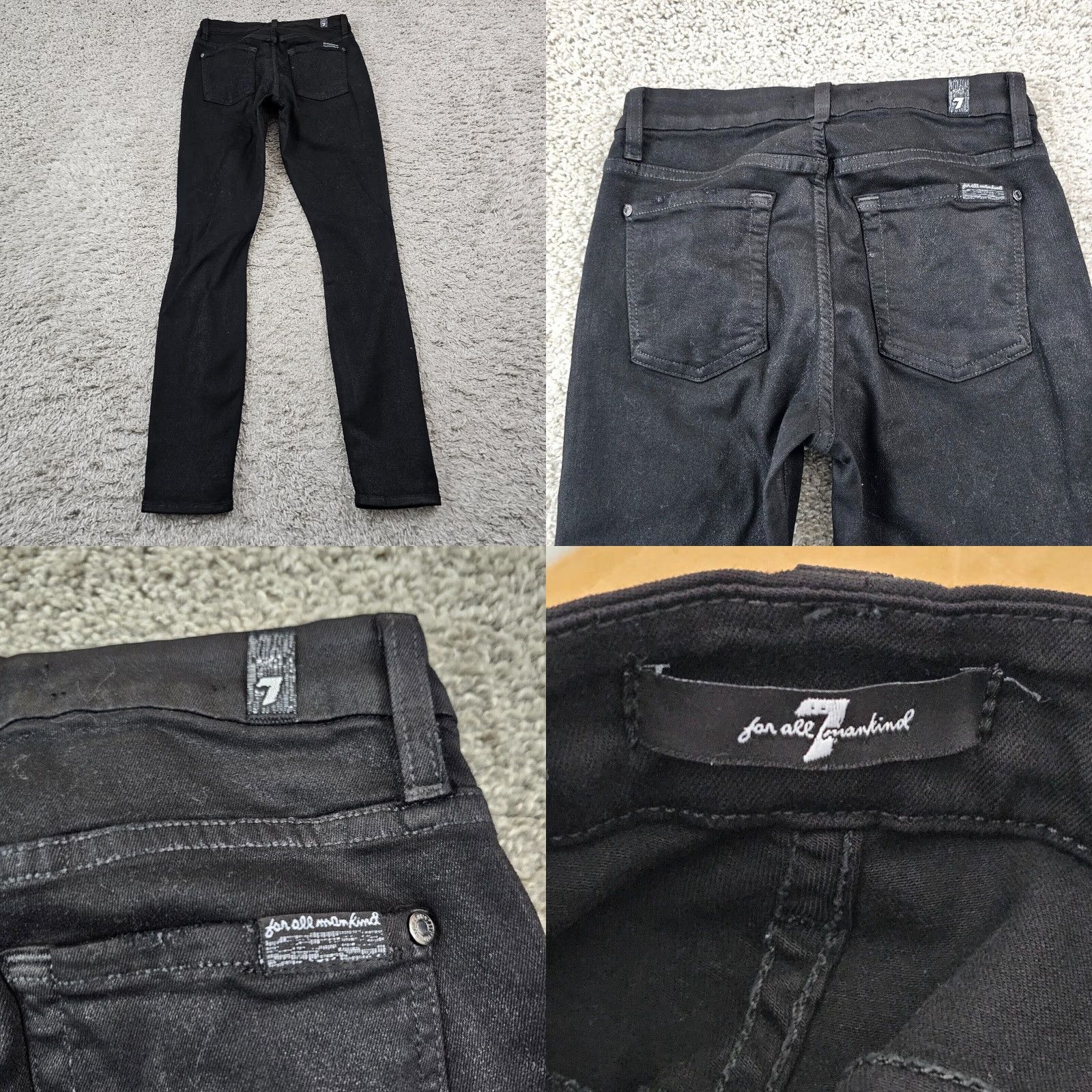 7 For All Mankind 7 For All Mankind Skinny Jeans Womens 25 Black Low Rise Distressed Stretch 25x28 Size 42" / US 20 - 8 Thumbnail