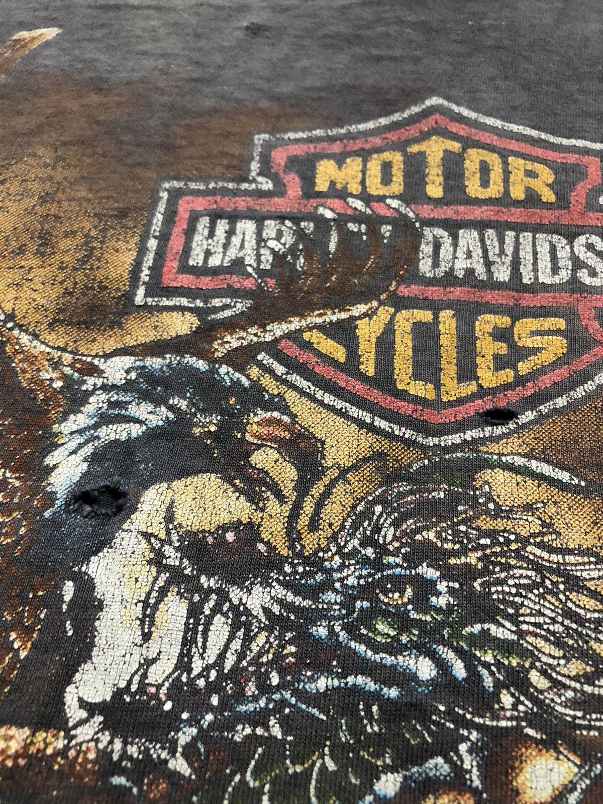 Harley Davidson × Vintage Vintage Faded 80s Harley Davidson Single Stitch T Shirt Size US XL / EU 56 / 4 - 3 Thumbnail