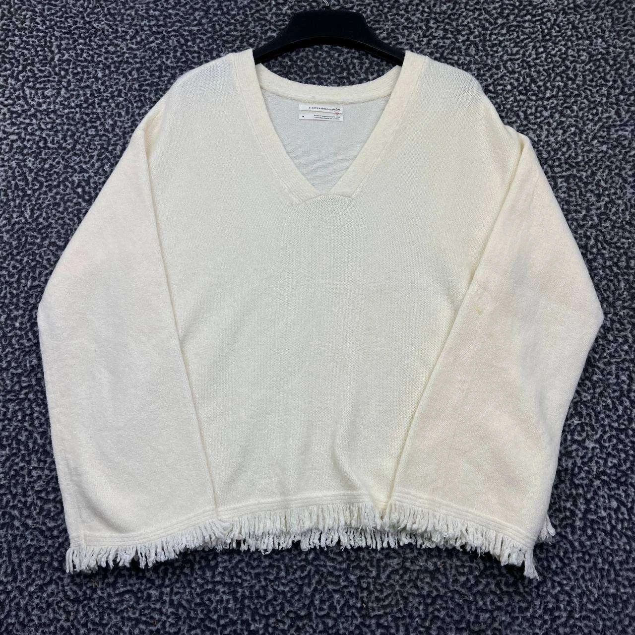 Anthropologie Anthropologie Sweater Women Knit Fringe Hem V Neck Alpaca M Size M / US 6-8 / IT 42-44 - 1 Thumbnail