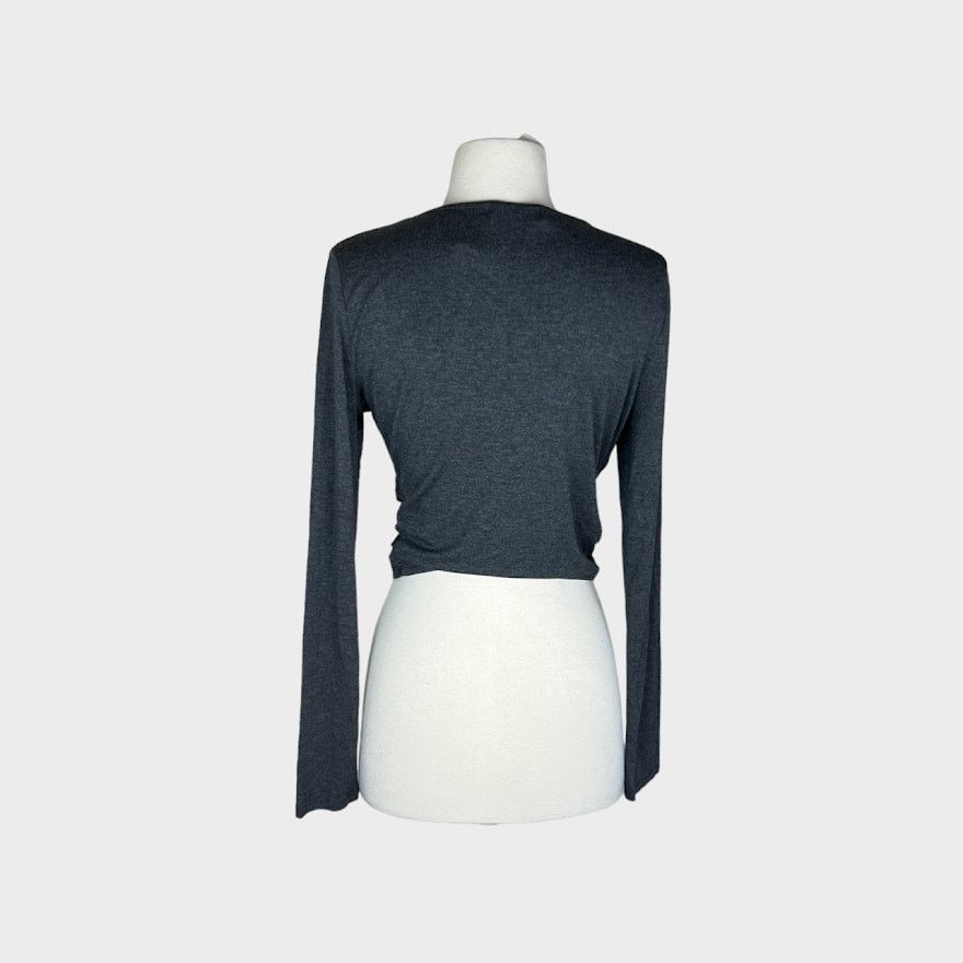 Kohl's Doublju | V-Neck Long Sleeve Surplice Crop Top | Large NWT Size L / US 10 / IT 46 - 5 Thumbnail