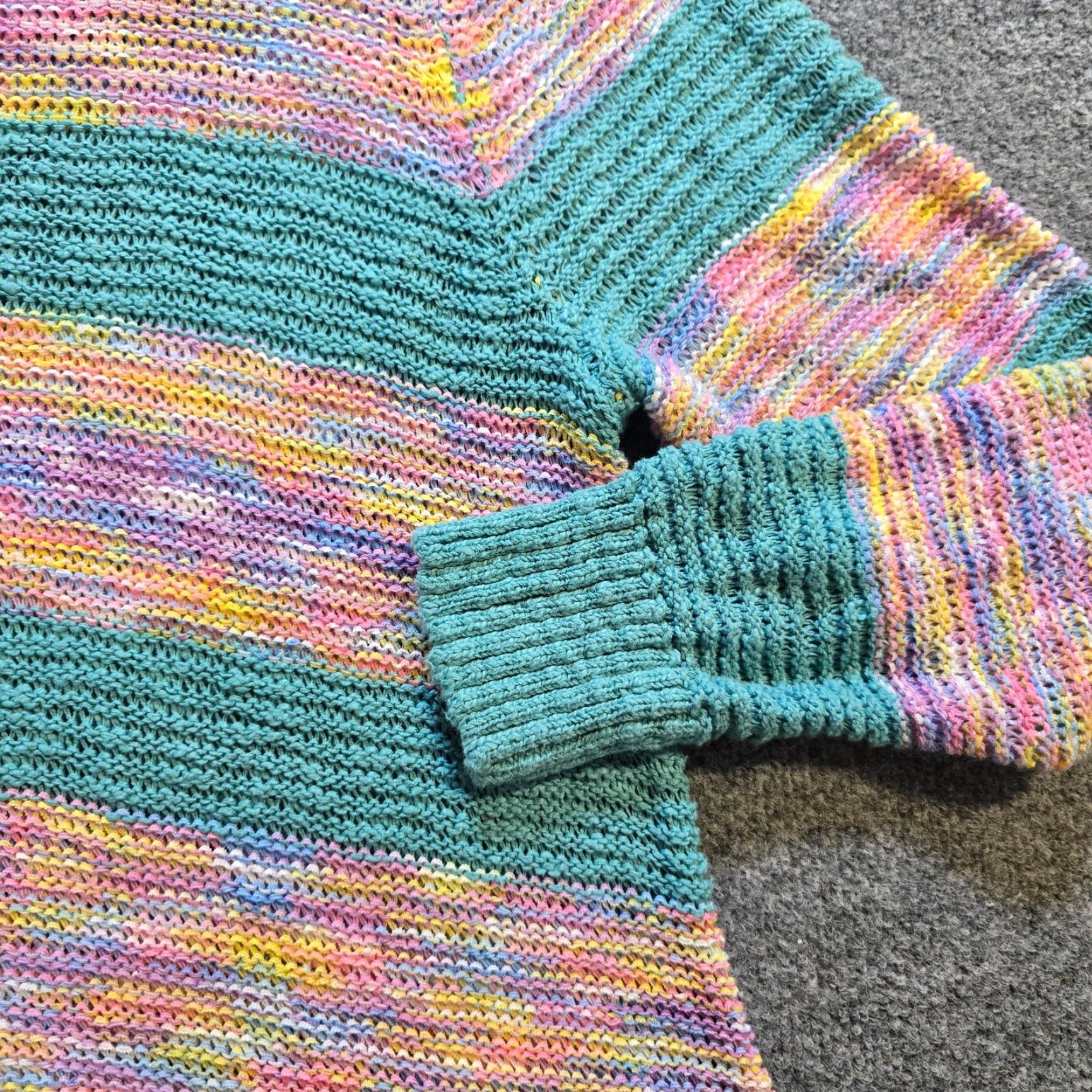 Soft Surroundings Soft Surroundings Sweater Top Womens 1X Green Pink Striped Chunky Knit Pullover Casual Sweater Womens 1X Green Pink Striped Chunky Knit Pullover Size XL / US 12-14 / IT 48-50 - 3 Thumbnail