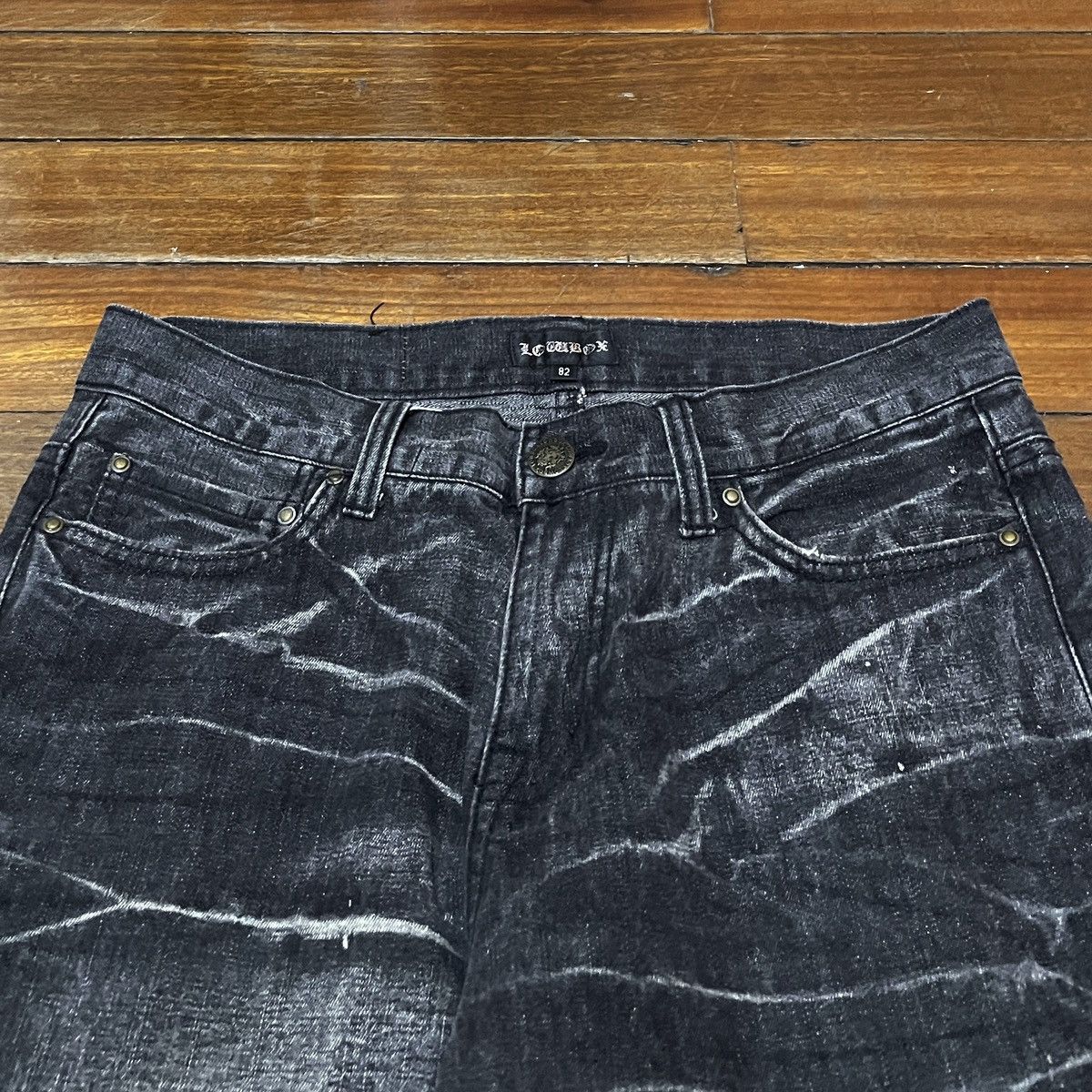 14th Addiction Rare Design Vintage Japanese Brand LowBox Jeans 1990s Size US 32 / EU 48 - 3 Thumbnail