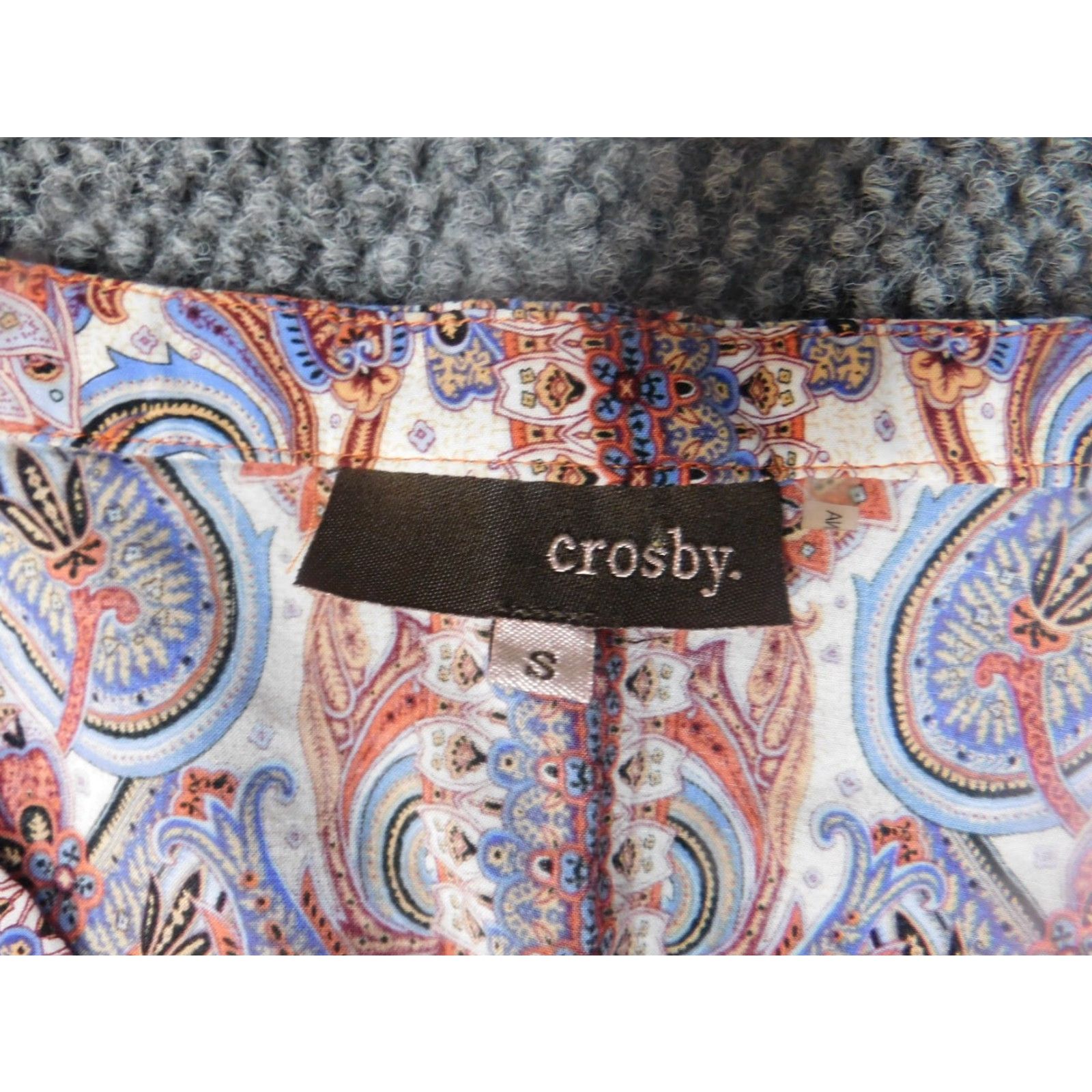 Vintage Crosby Womens Blouse S Red Floral Crew Neck Pullover Stretch Rayon Long Sleeve Regular Fit Button Casual Size S / US 4 / IT 40 - 6 Thumbnail