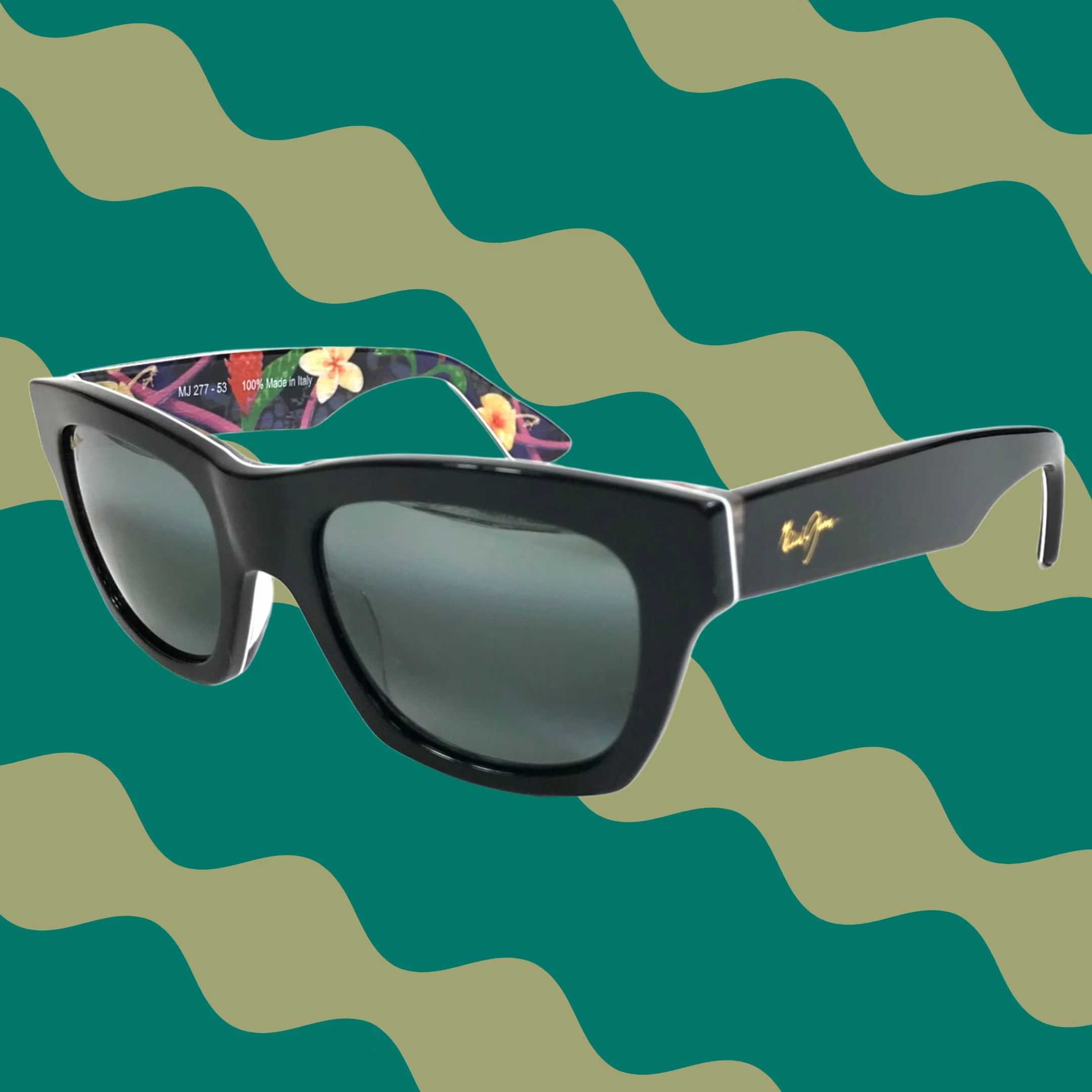 Maui Jim Sunglasses Charlie Lyon MJ277-53 Glossy Black Art w Neutral Gray Lenses Limited Edition Charlie Lyon Maui Jim  main image 2