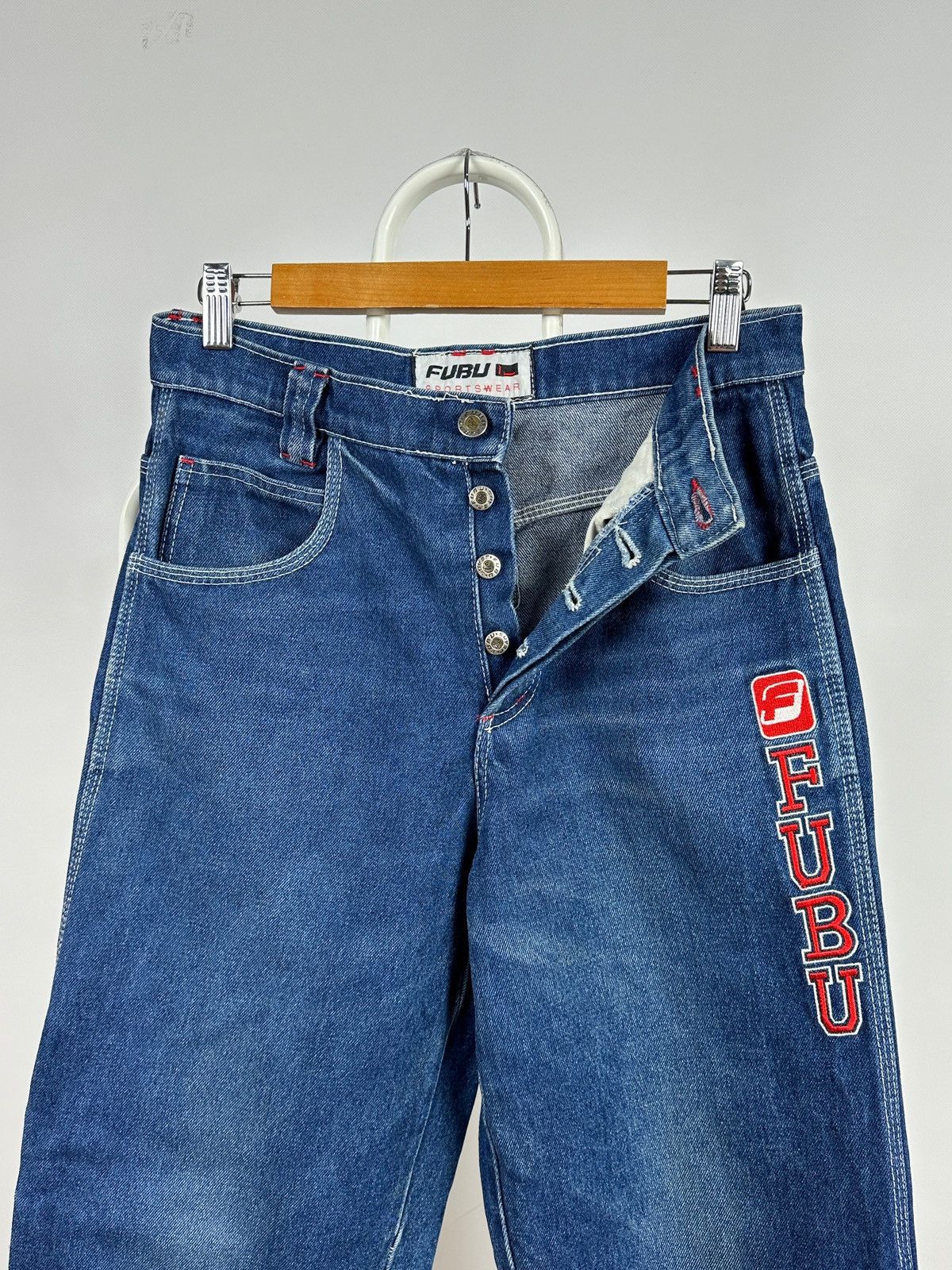 Fubu Vintage Fubu Sports Cargo Baggy Denim Pants Rap Style Size US 28 / EU 44 - 4 Thumbnail