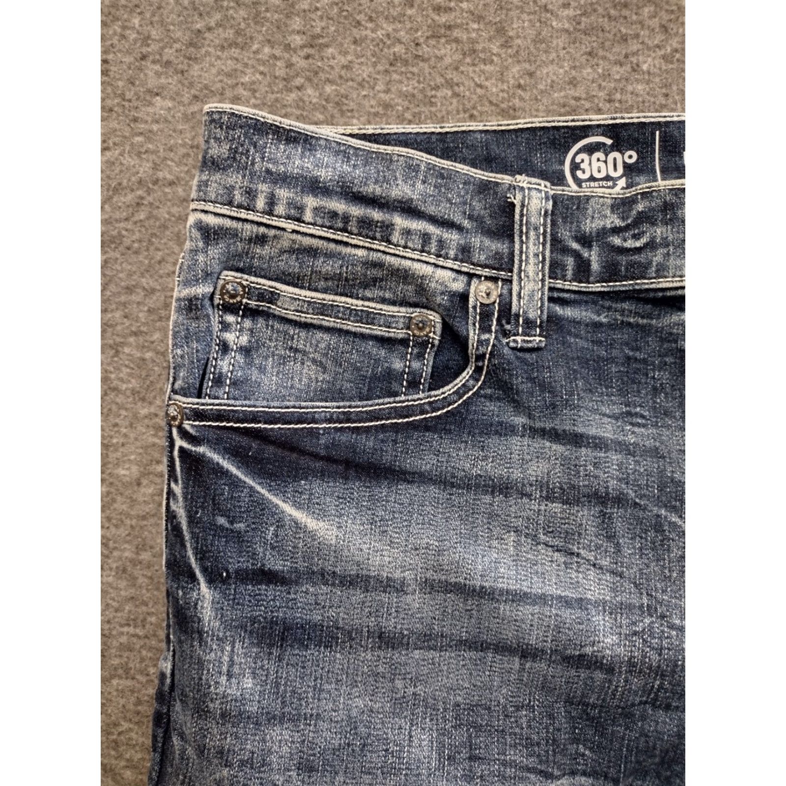 Vintage Arizona Jeans Skinny Jeans Dark Crackle Wash 32 Arizona Ultra Flex 360 Women's Ankle Zipper 5-Pocket Denim Folded with Zipper Whiskered Buttons Size 24" / US 00 / IT 34 - 7 Thumbnail