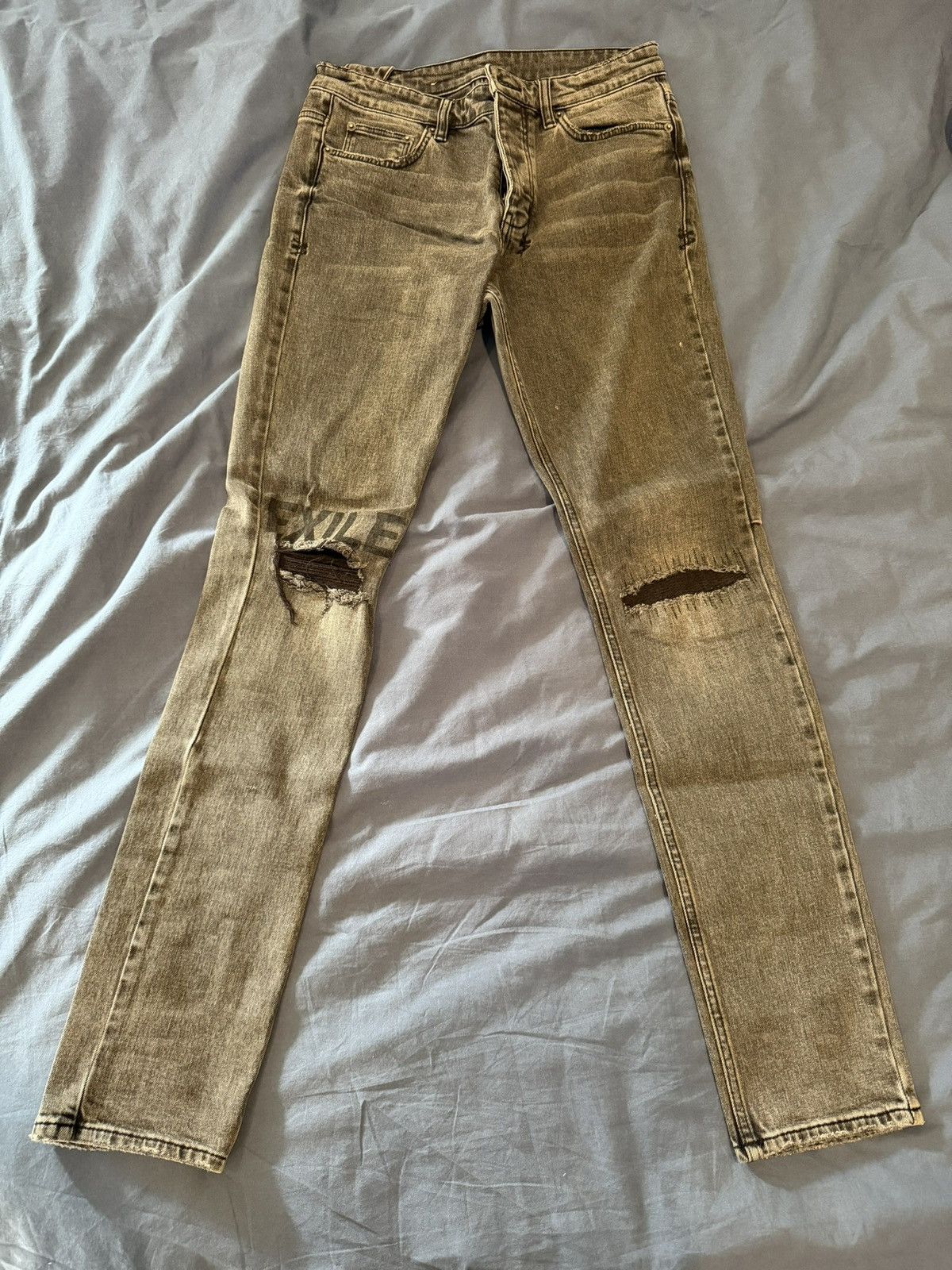 Ksubi Skinny Slim Fit Jeans Faded Black Wash Distressed 30