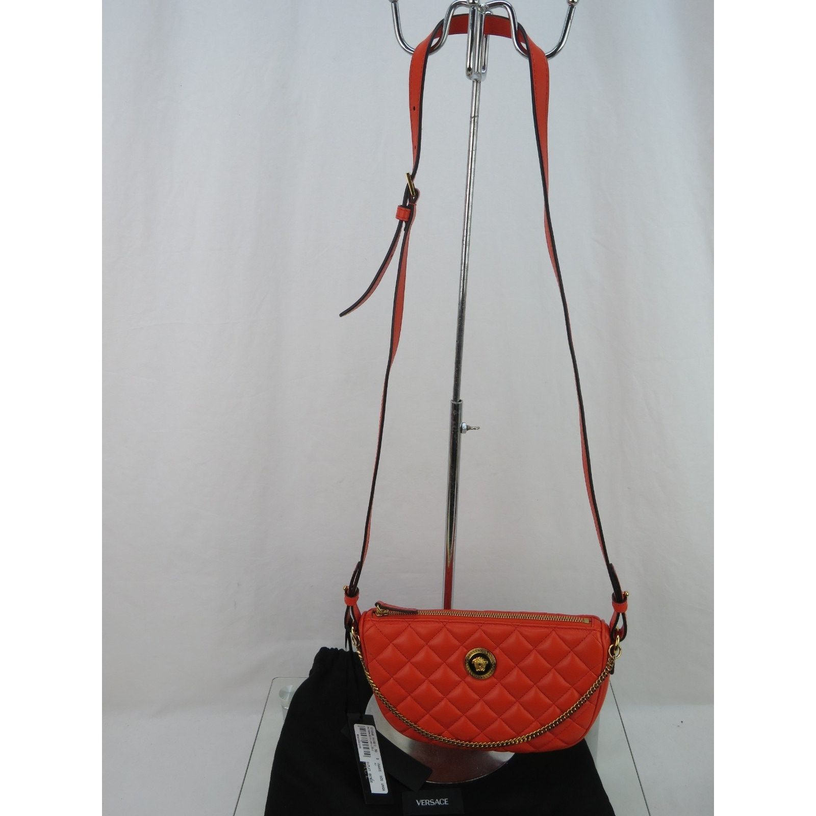 Versace VERSACE QUILTED RED LEATHER GOLD MEDUSA CHAIN 1/2 MOON BAG Size ONE SIZE - 6 Thumbnail