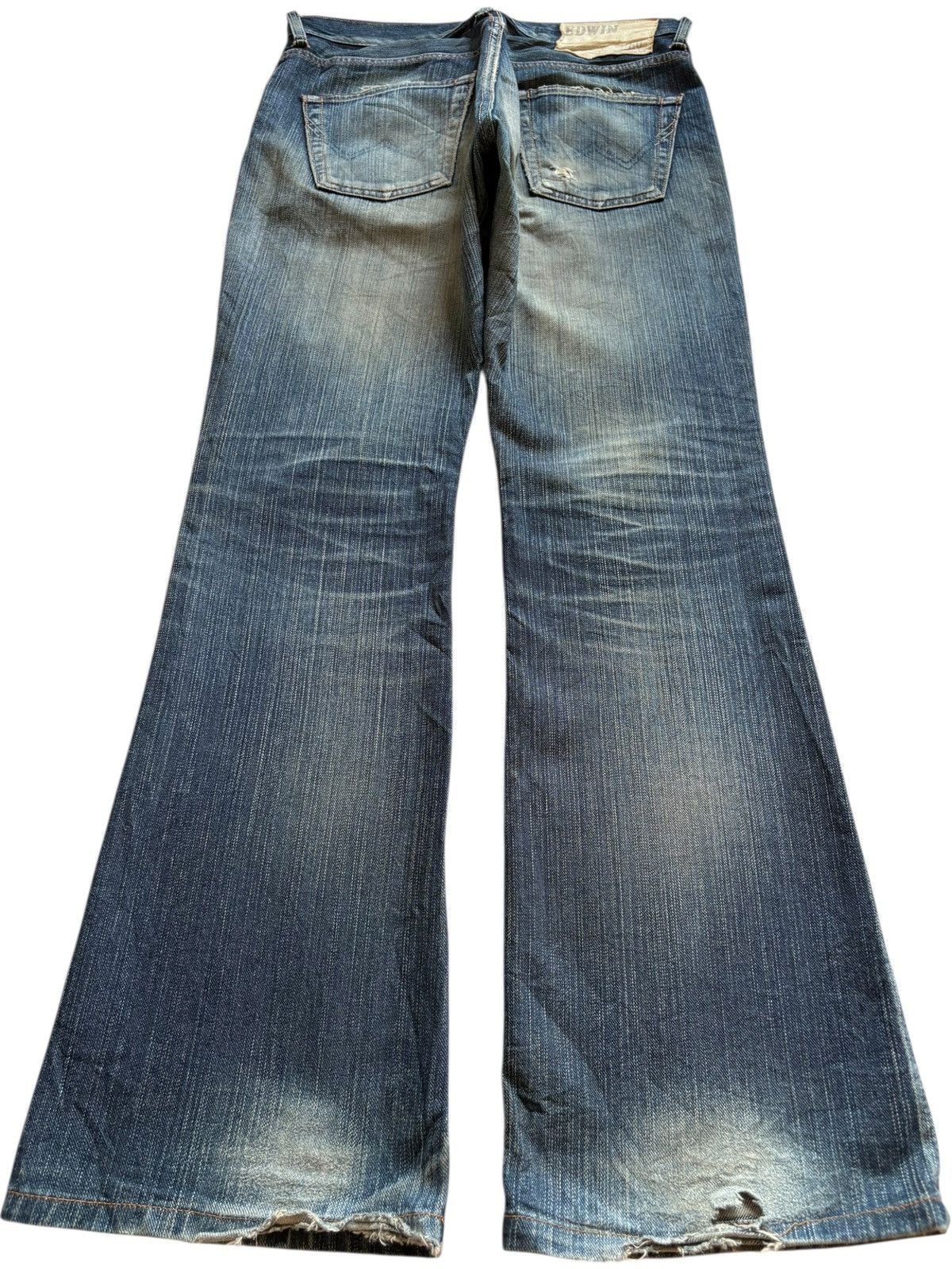 Edwin Exclusive Vintage Edwin 401 Mud Wash Distressed Flare Jeans Size US 30 / EU 46 - 2 Thumbnail